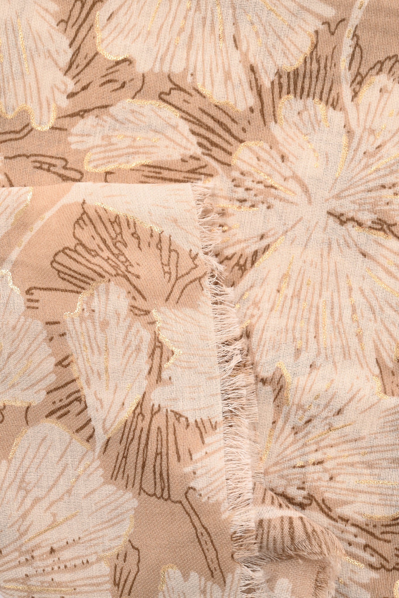 Sjaal fijne bloemen beige