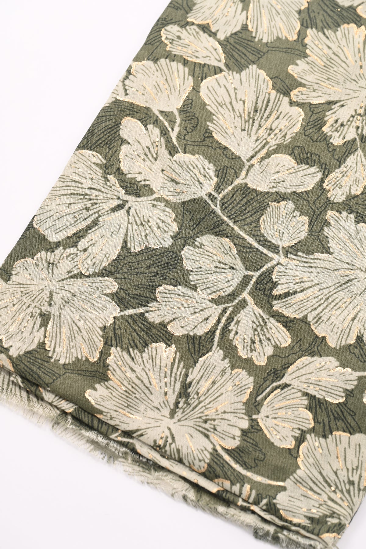 Sjaal fijne bloemen legergroen