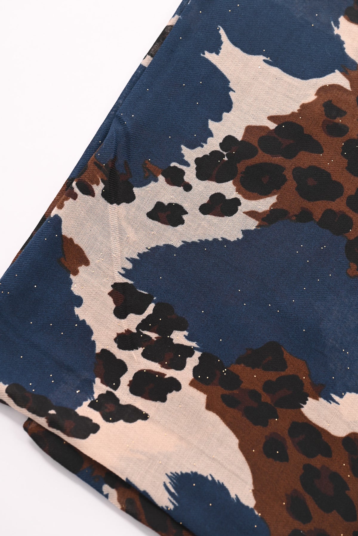 Sjaal vlekken en panterprint marineblauw