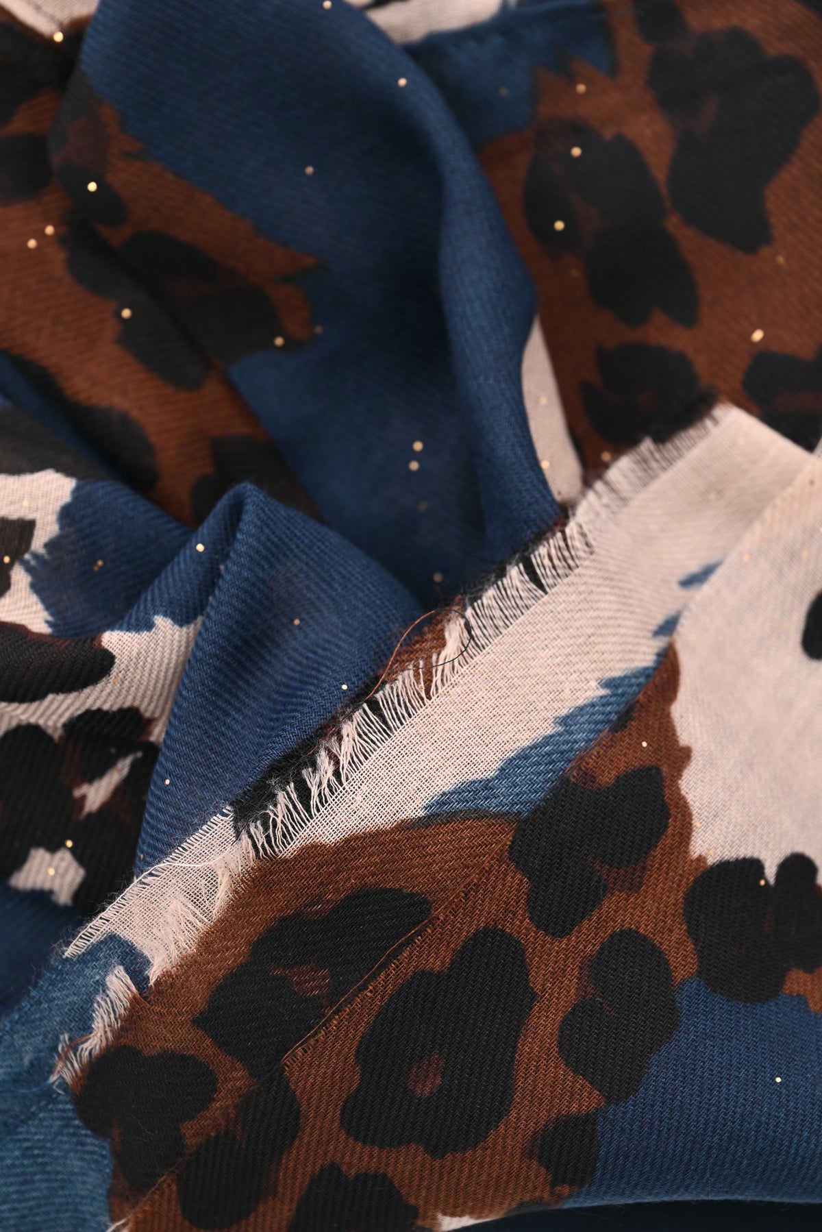 Sjaal vlekken en panterprint marineblauw