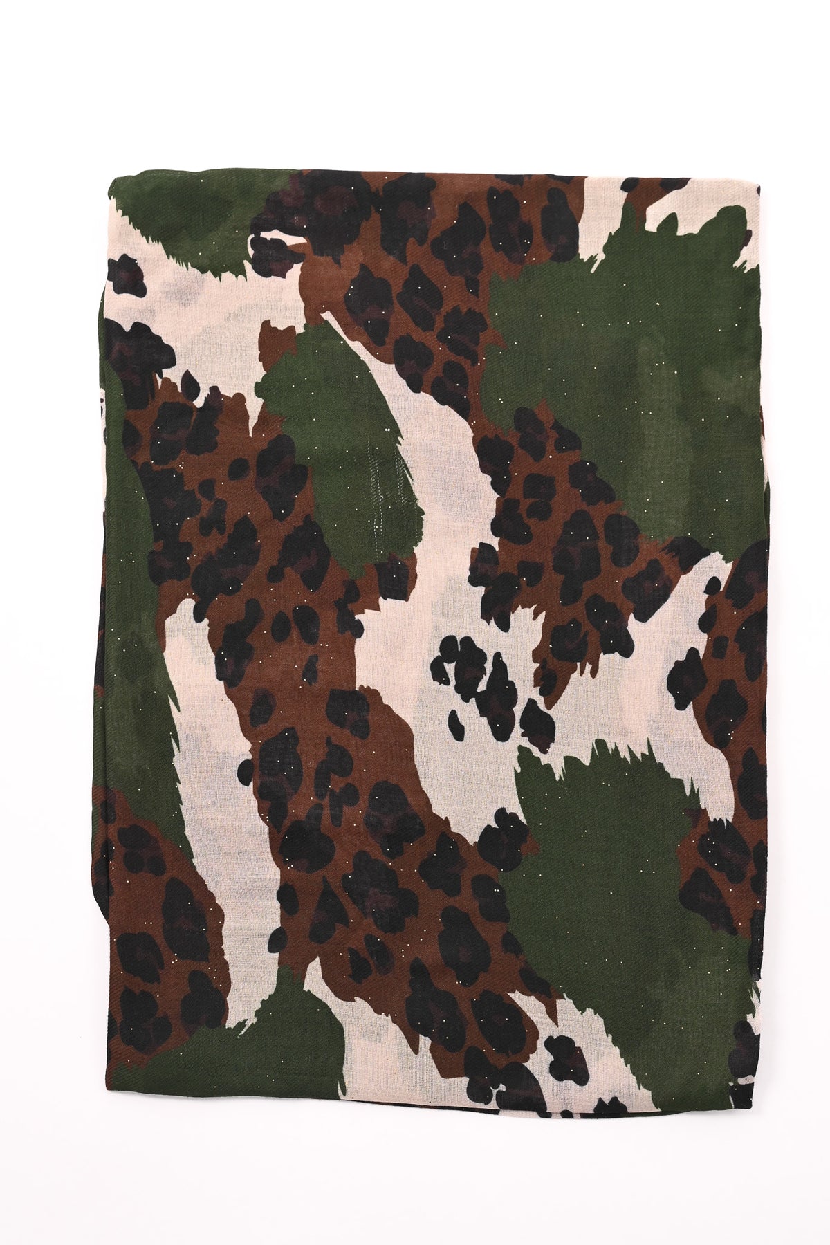 Sjaal vlekken en panterprint legergroen