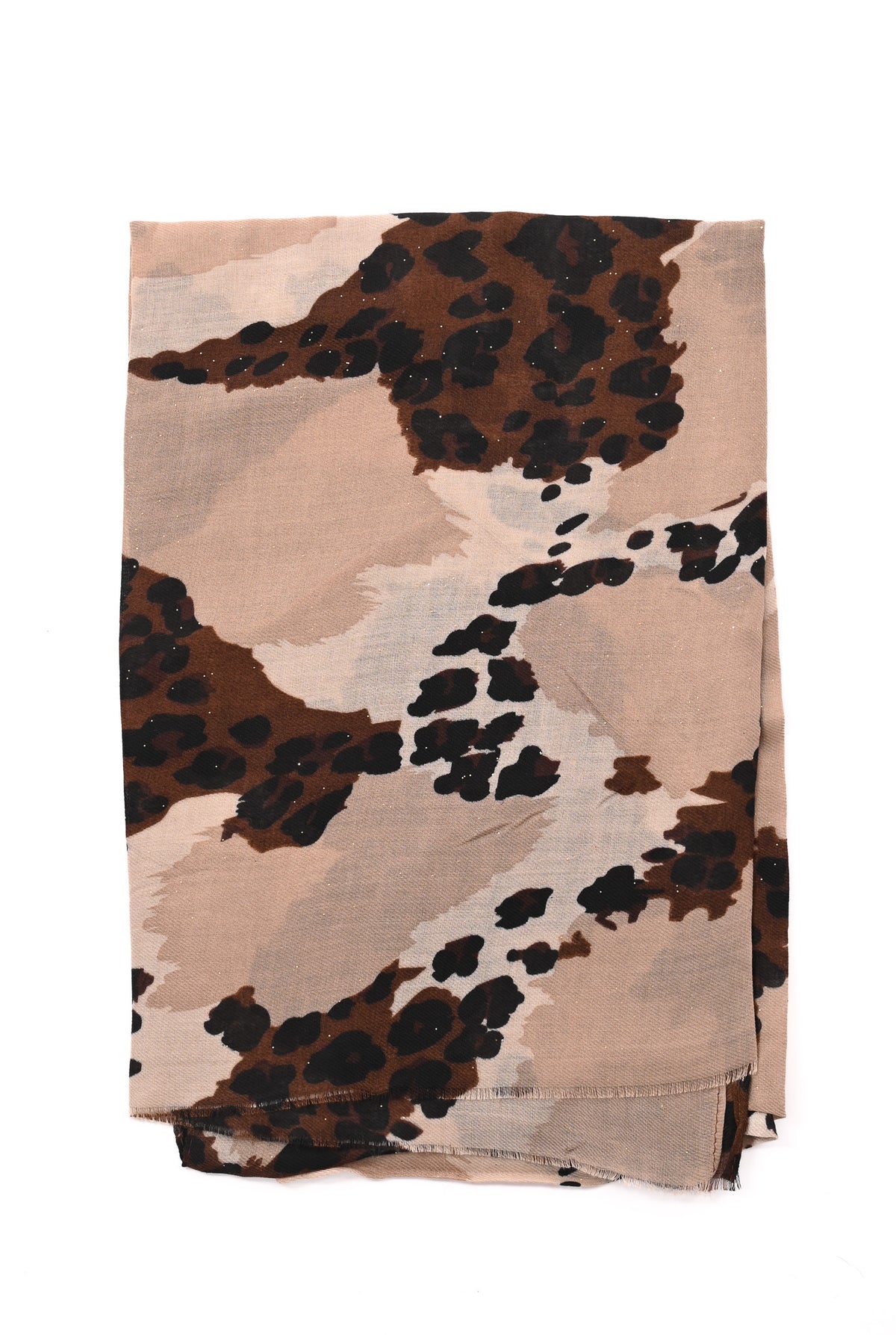 Sjaal vlekken en panterprint beige