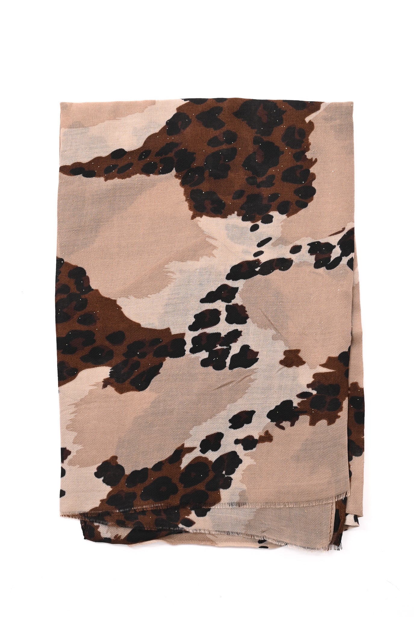 Sjaal vlekken en panterprint beige