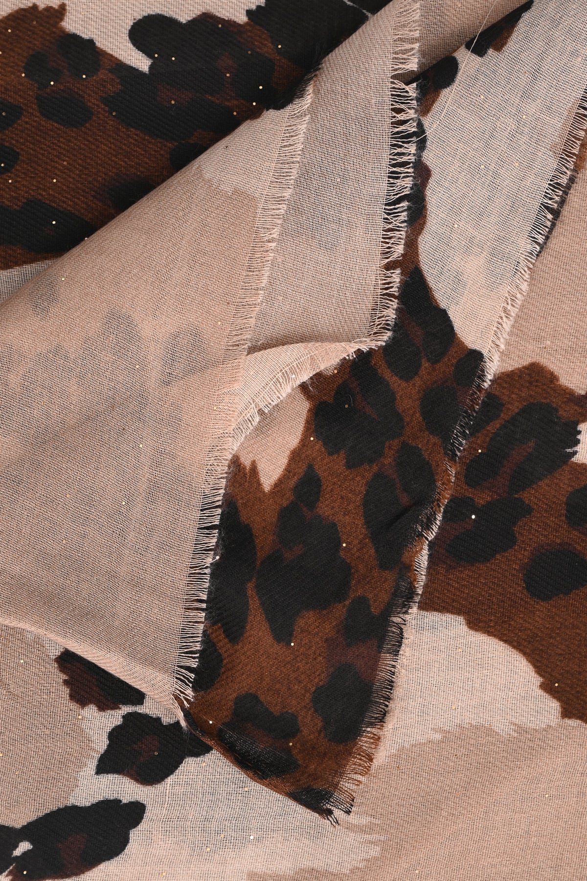 Sjaal vlekken en panterprint beige