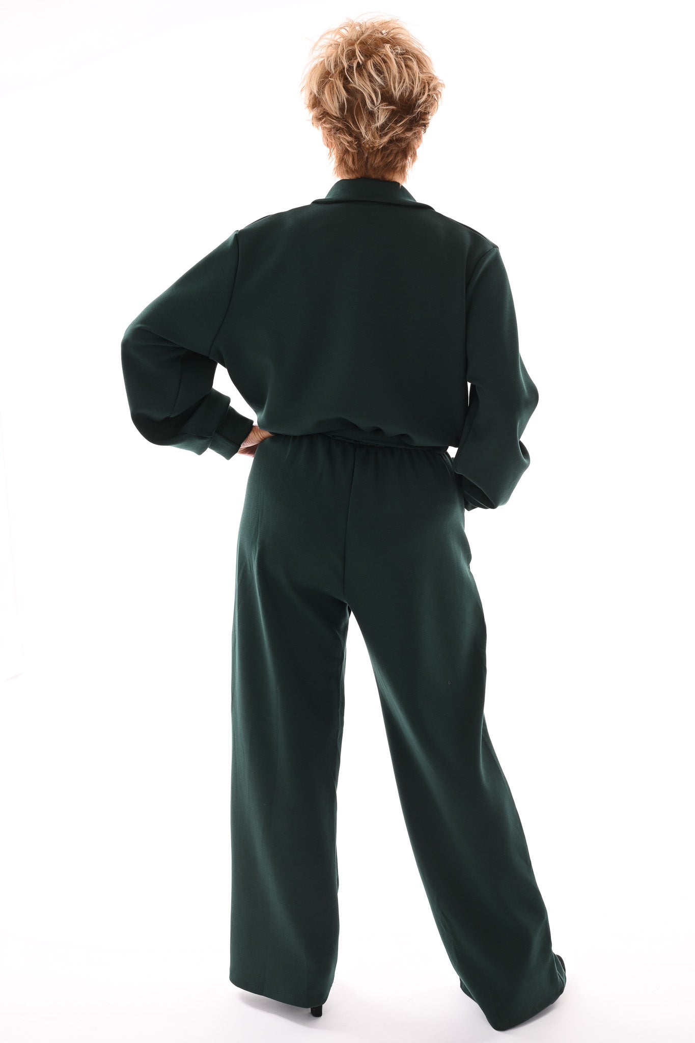 Jumpsuit met kraag flessengroen