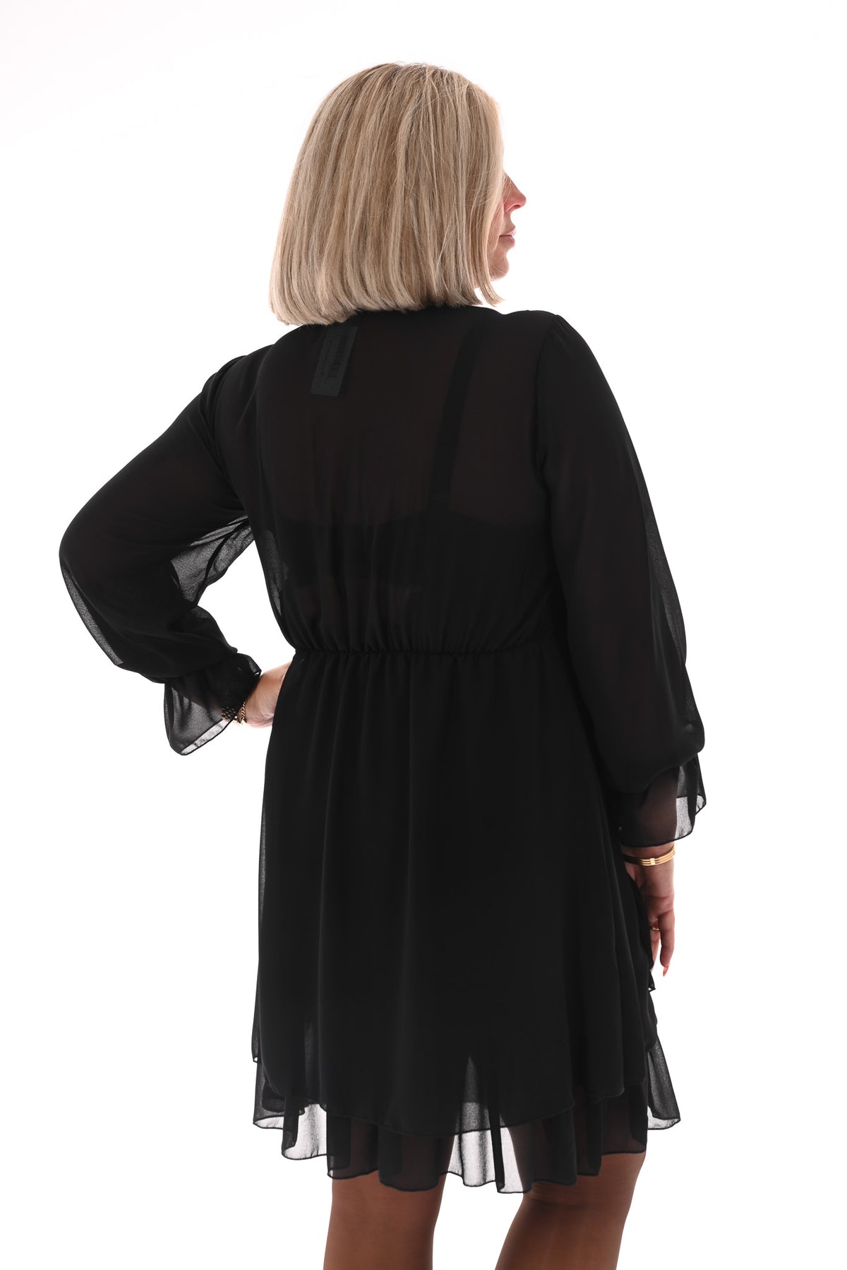 Kort jurkje ruffles zwart