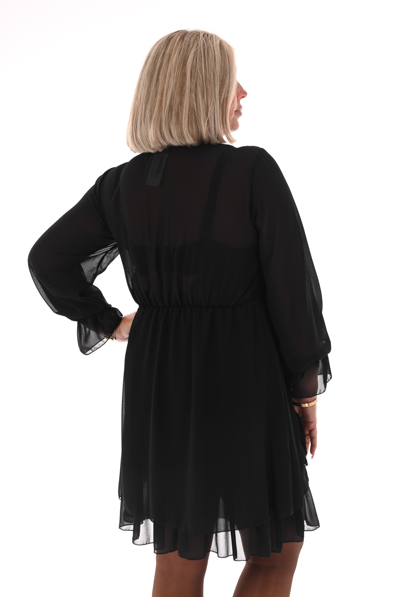 Kort jurkje ruffles zwart