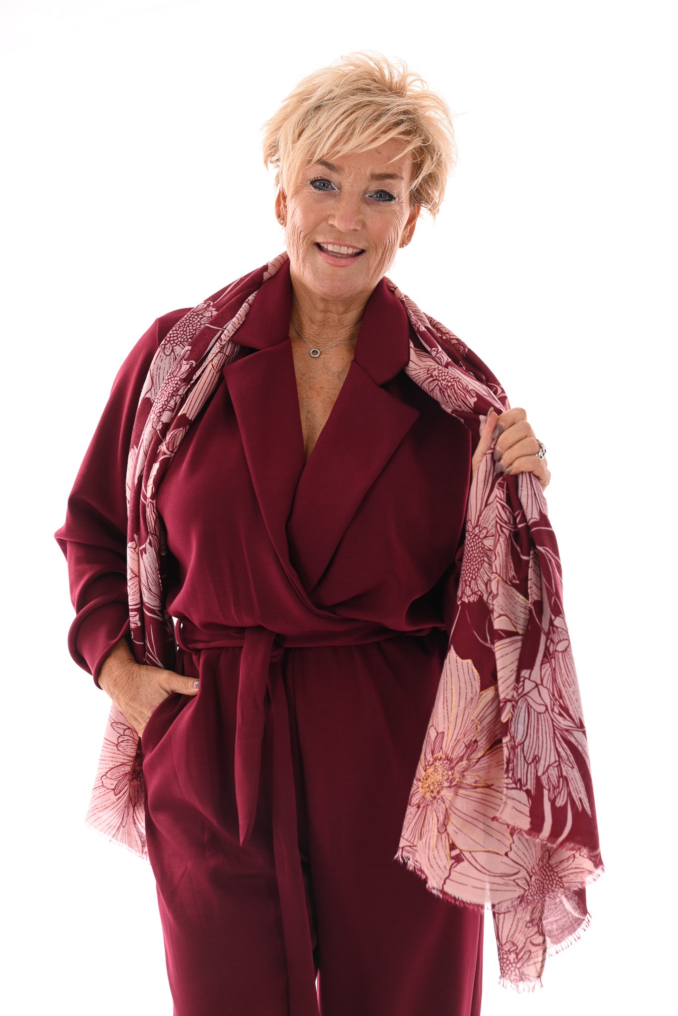 Jumpsuit met kraag bordeaux