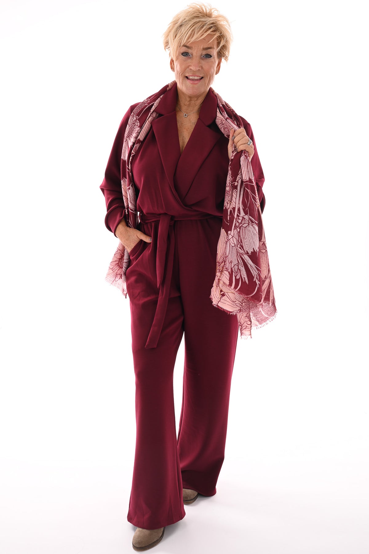 Jumpsuit met kraag bordeaux