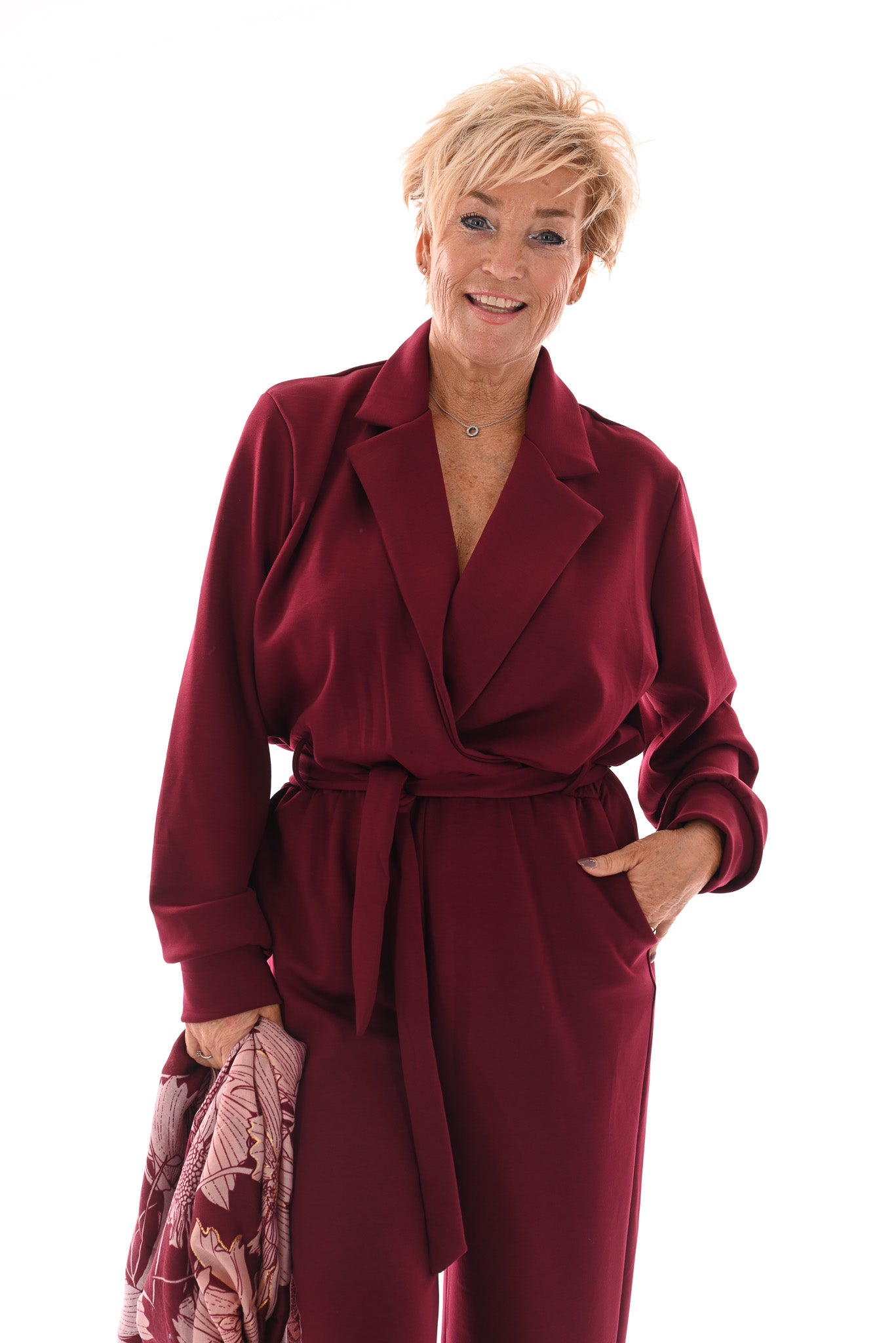 Jumpsuit met kraag bordeaux