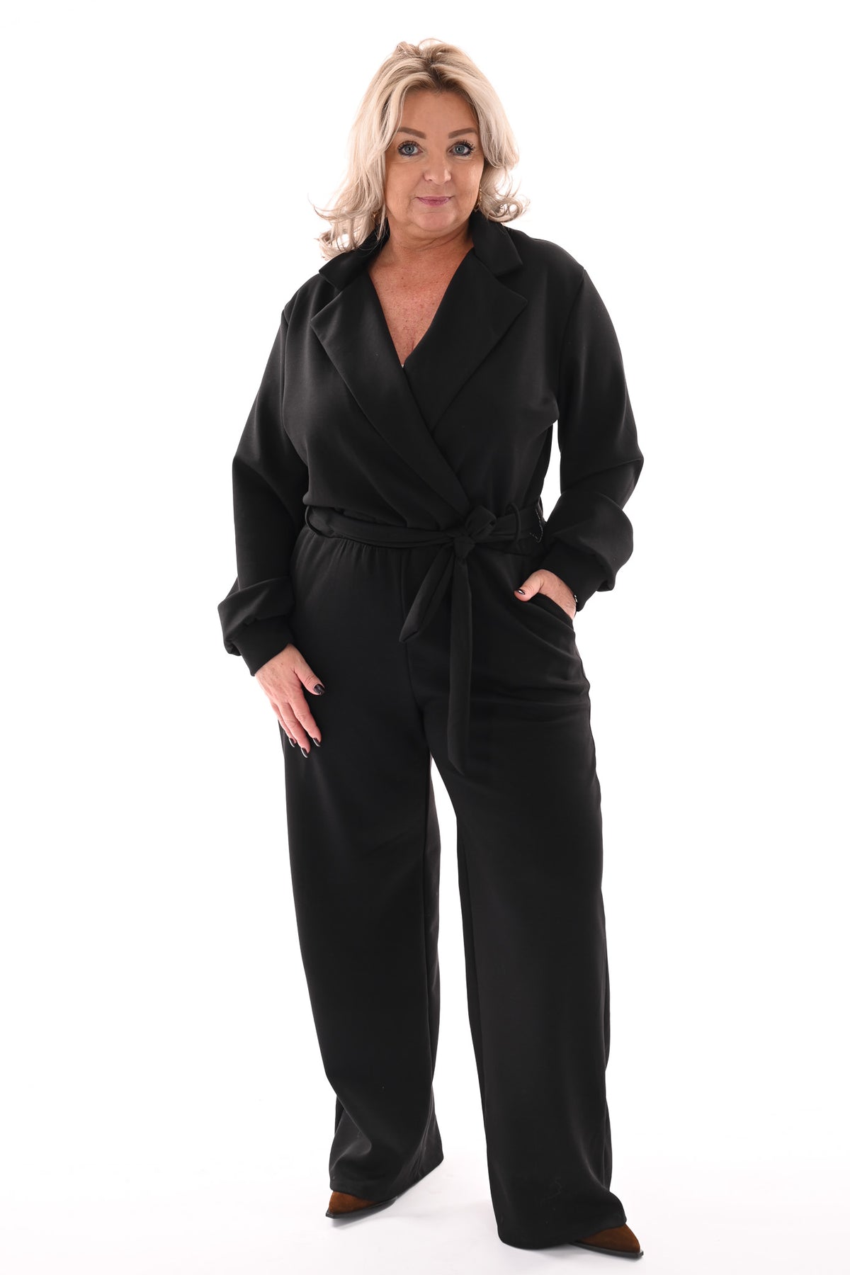 Jumpsuit met kraag zwart