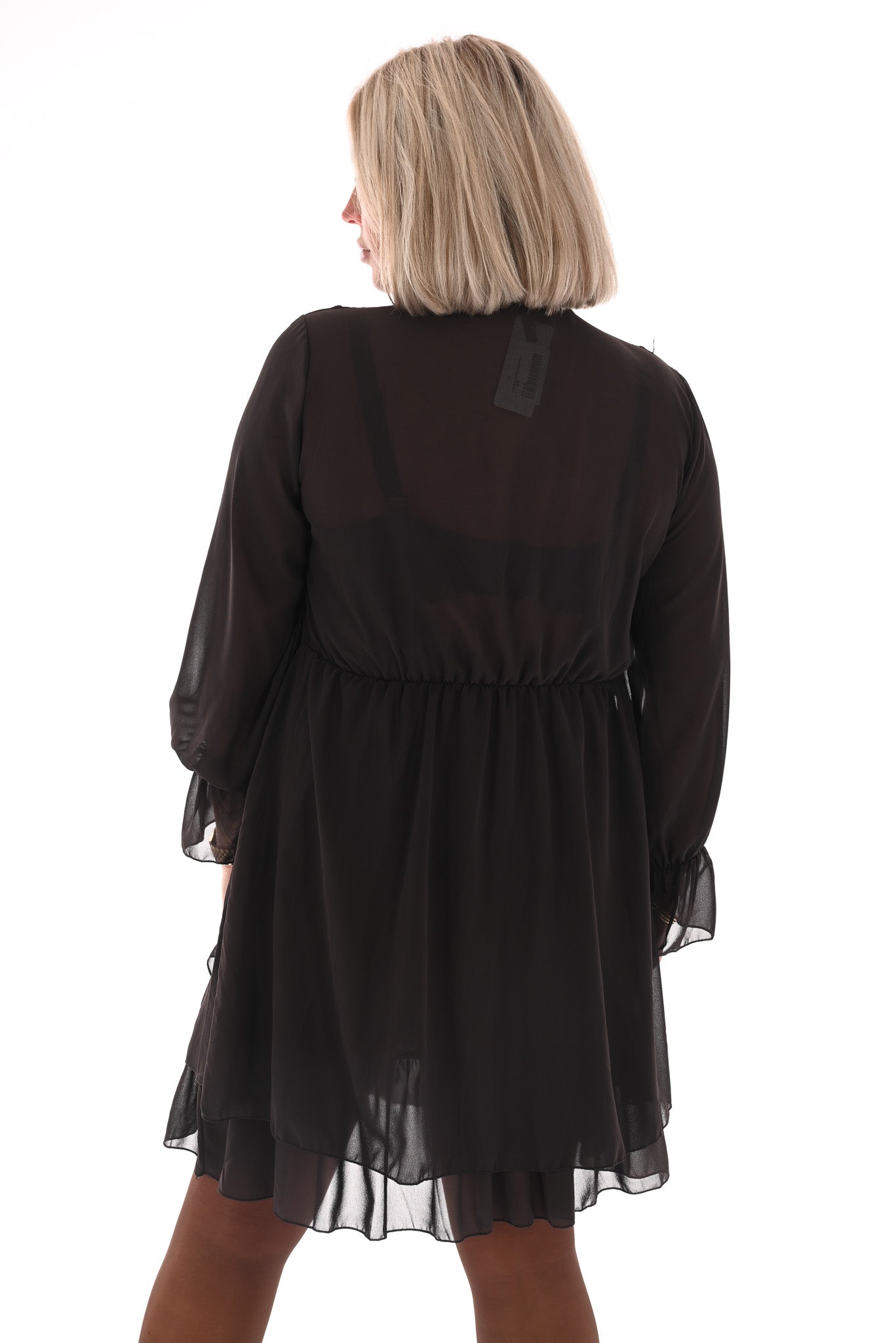 Kort jurkje ruffles donkerbruin