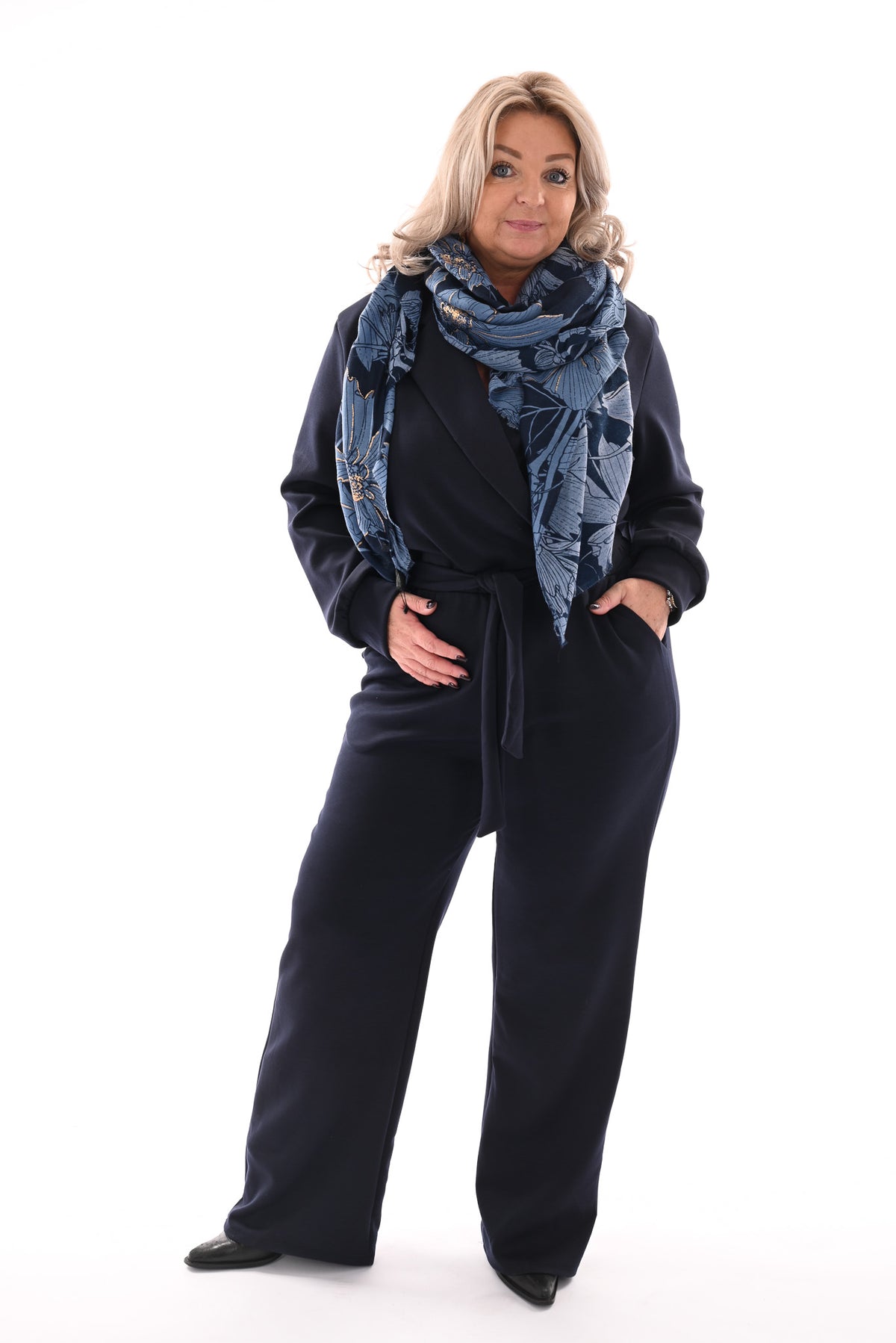Jumpsuit met kraag marineblauw