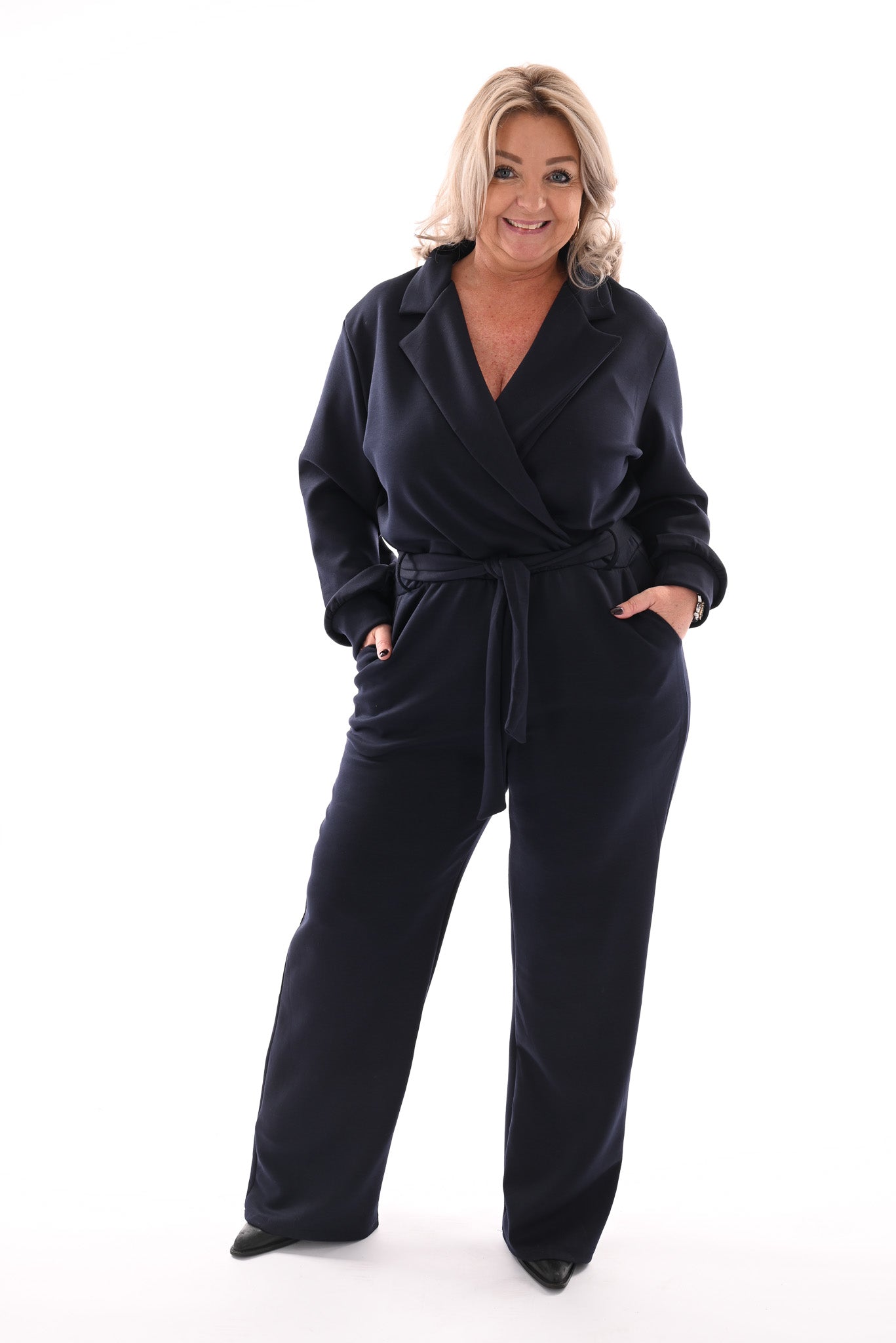 Jumpsuit met kraag marineblauw