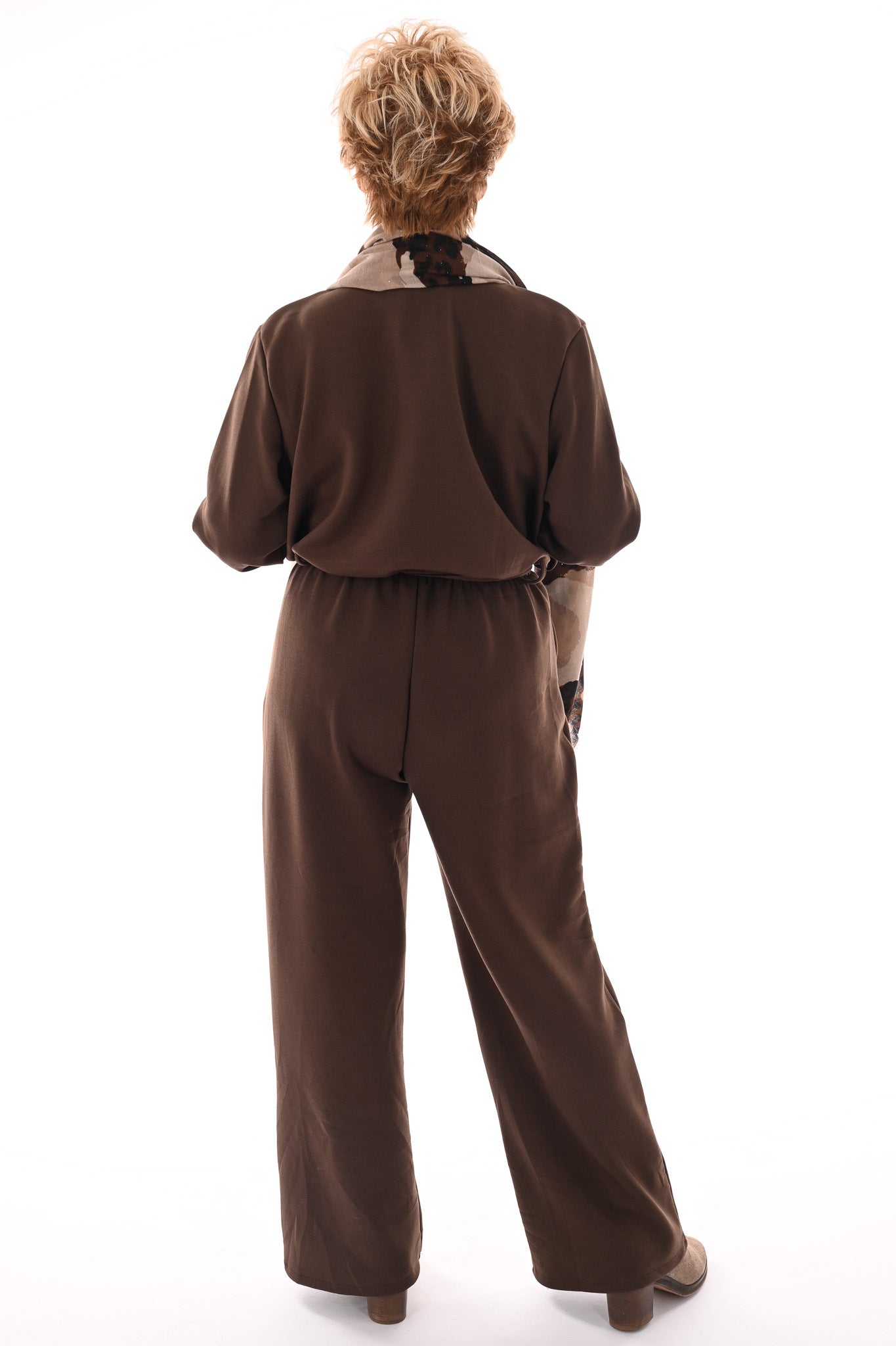 Jumpsuit met kraag bruin