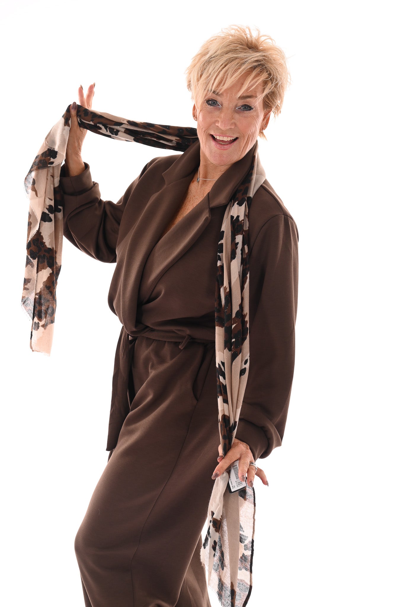 Jumpsuit met kraag bruin