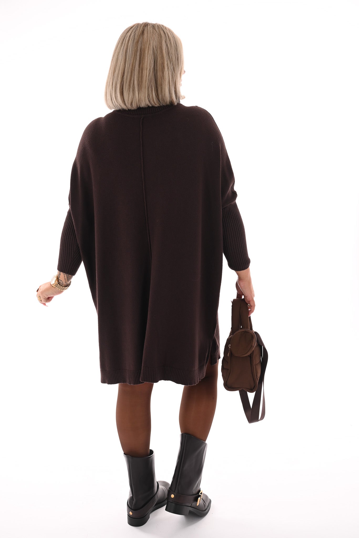 Basic tuniek met col donkerbruin