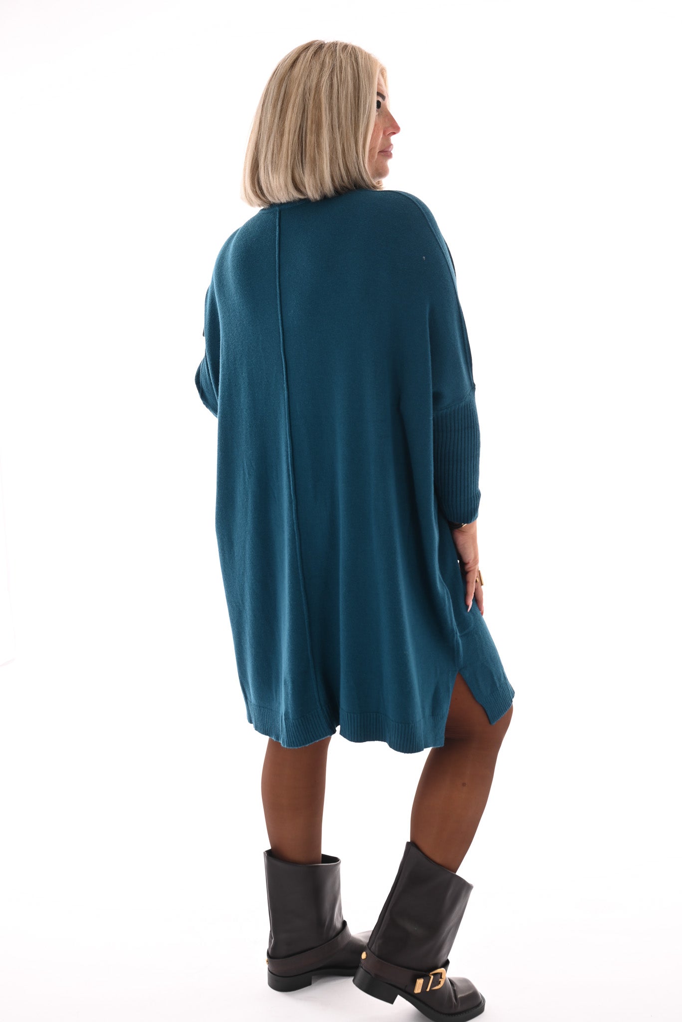 Basic tuniek met col petrol