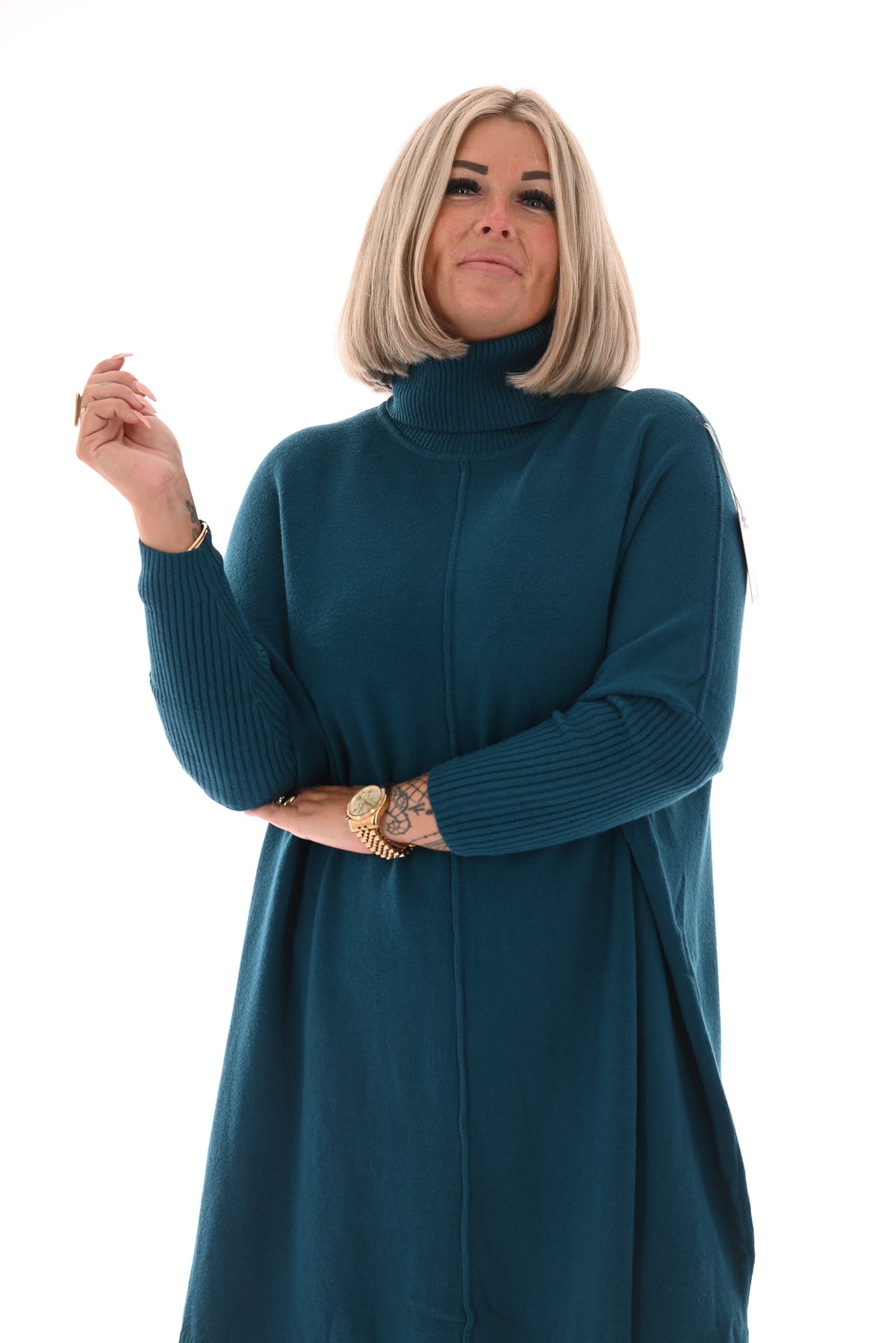 Basic tuniek met col petrol