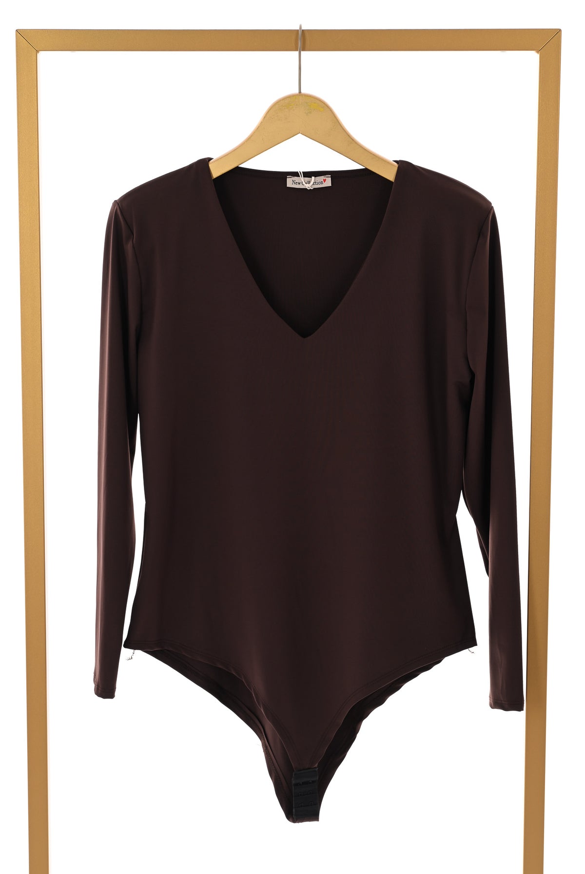Body v-hals donkerbruin