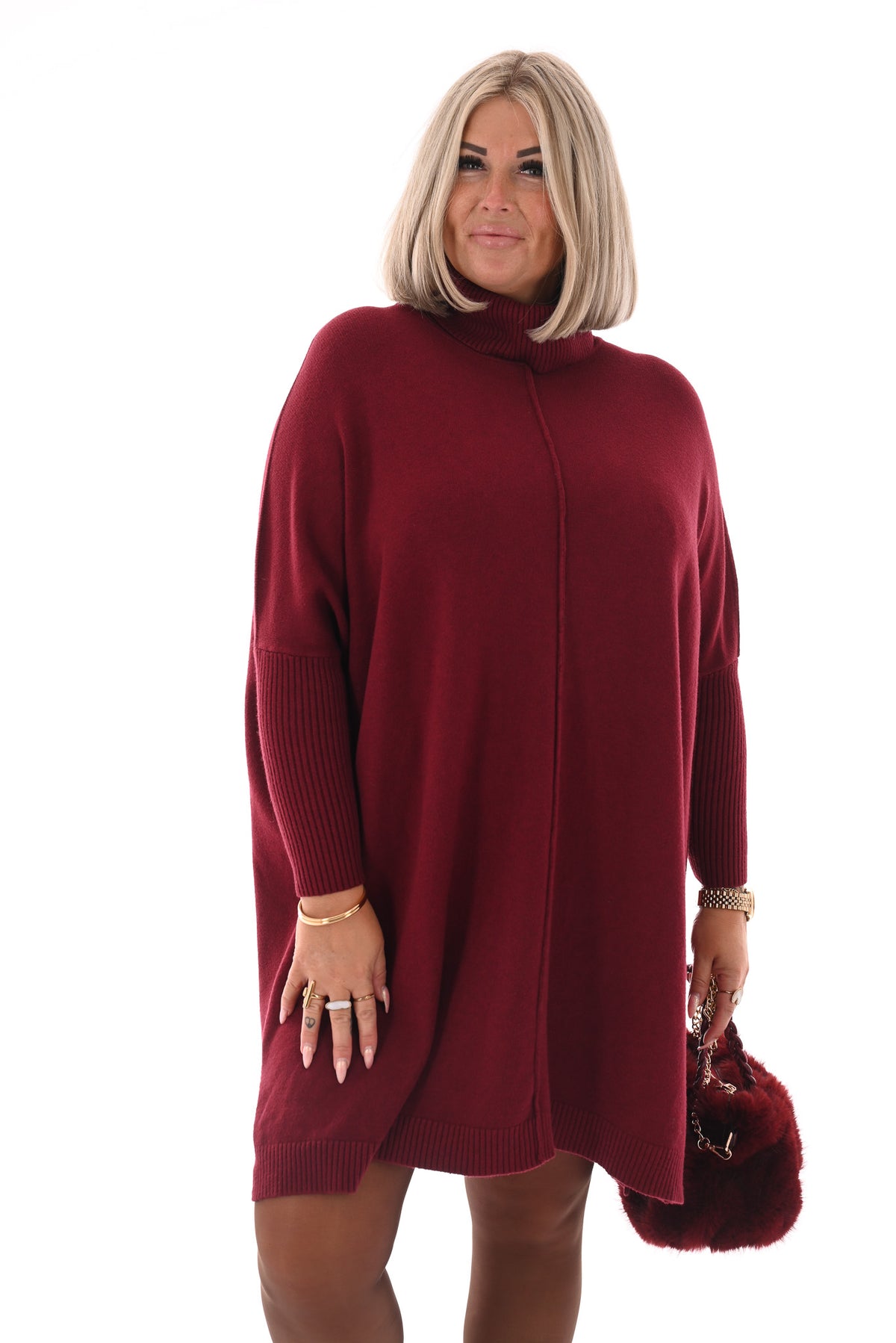 Basic tuniek met col bordeaux