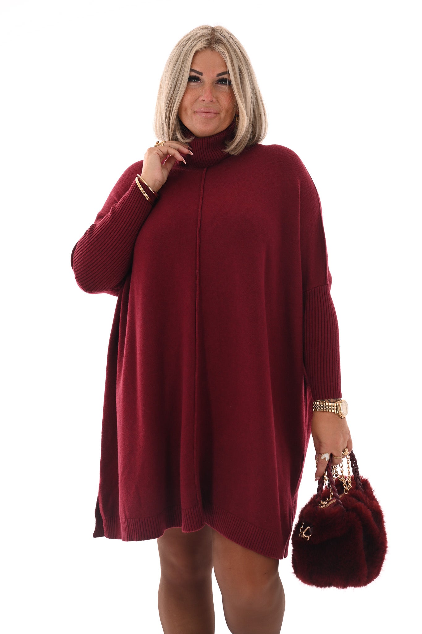 Basic tuniek met col bordeaux