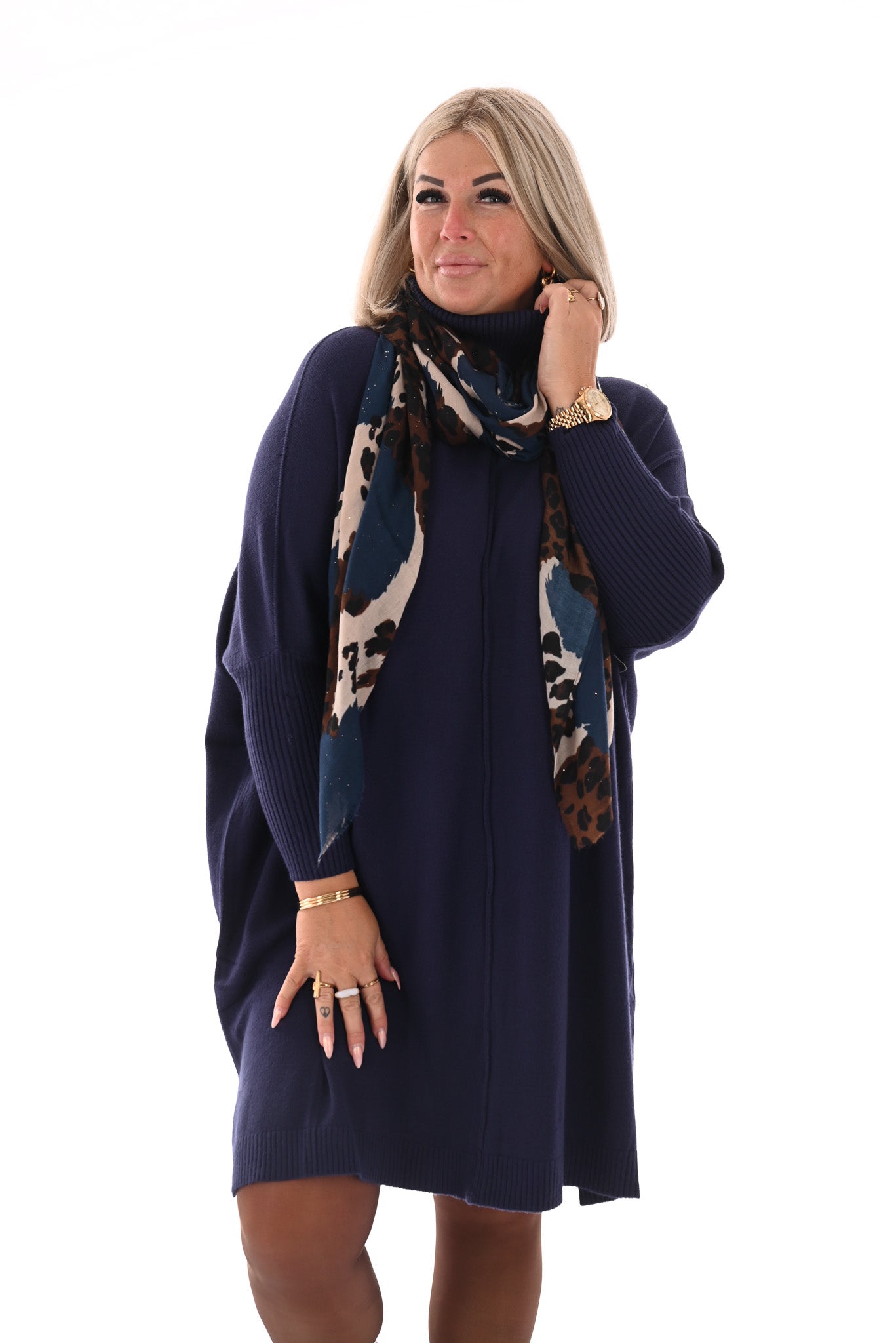 Basic tuniek met col marineblauw