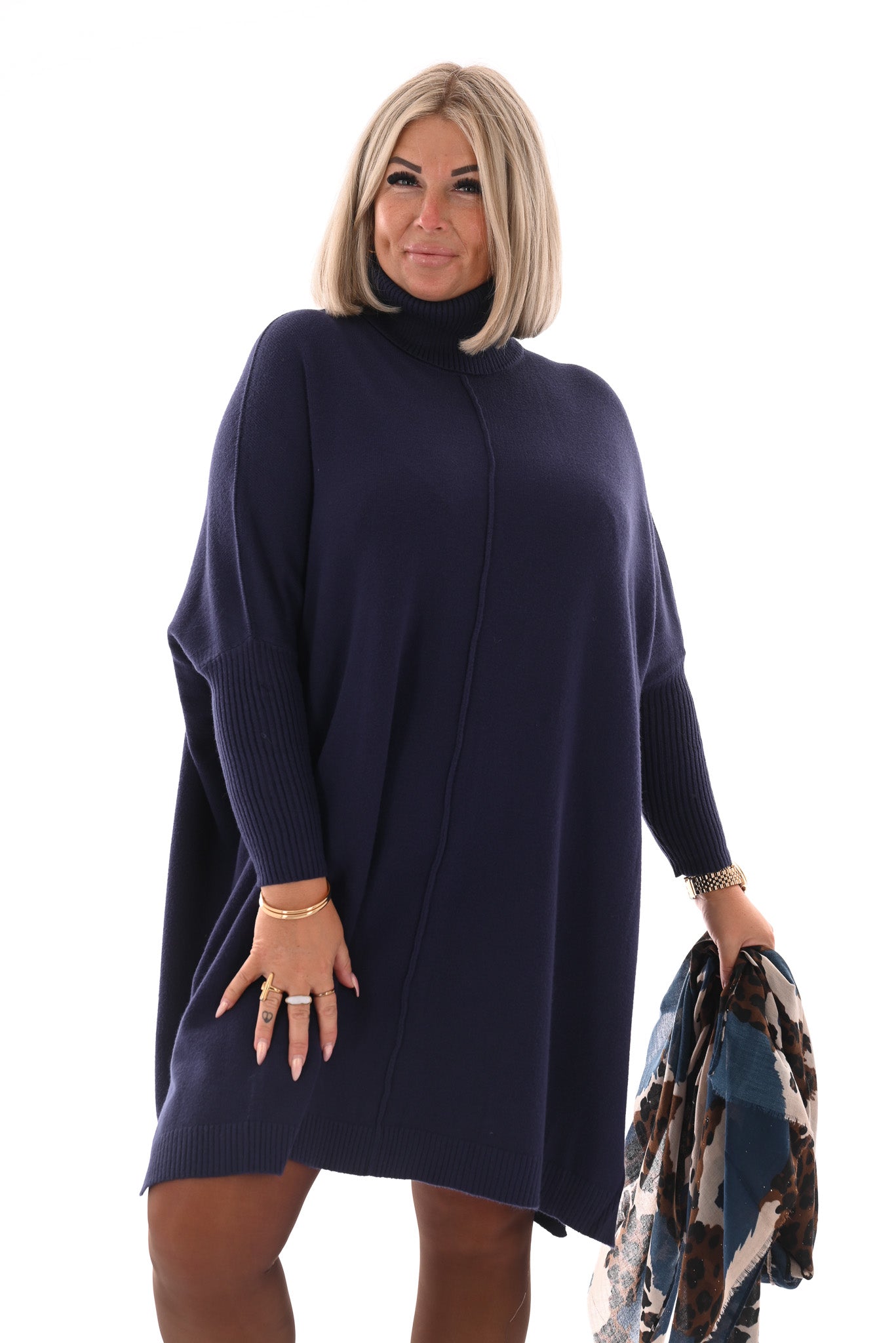 Basic tuniek met col marineblauw