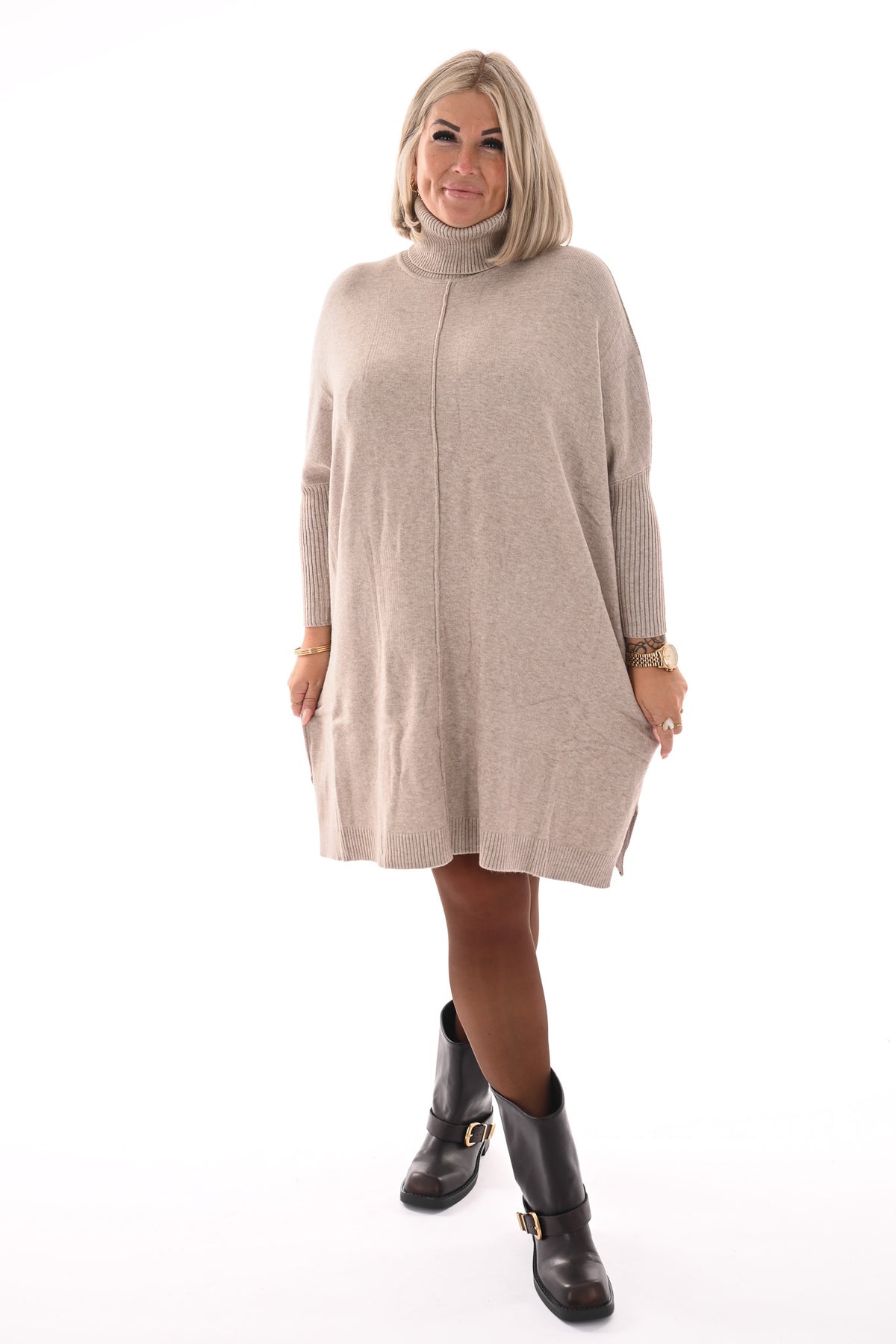 Basic tuniek met col taupe