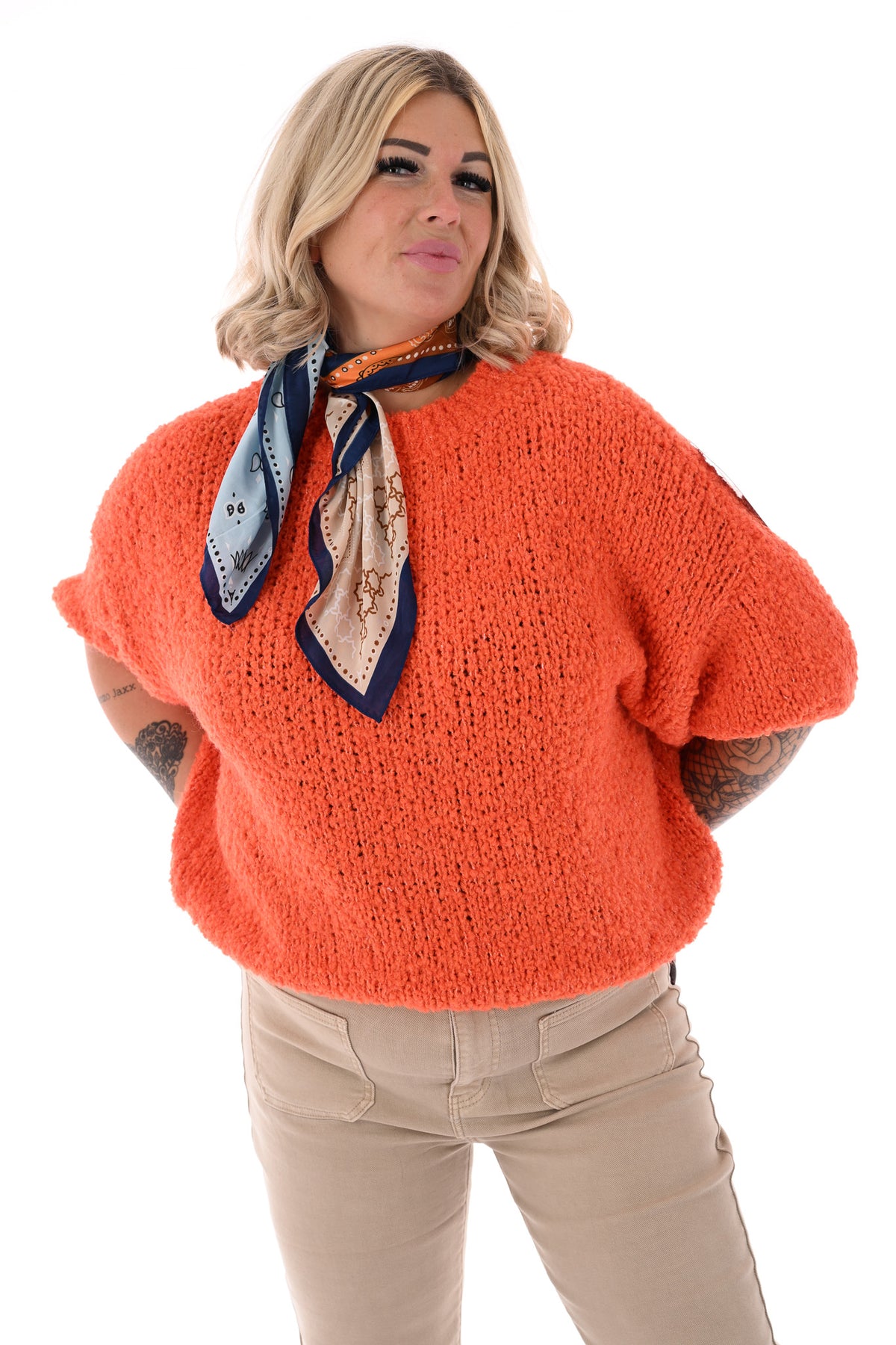 Kort sjaaltje paisley blauw