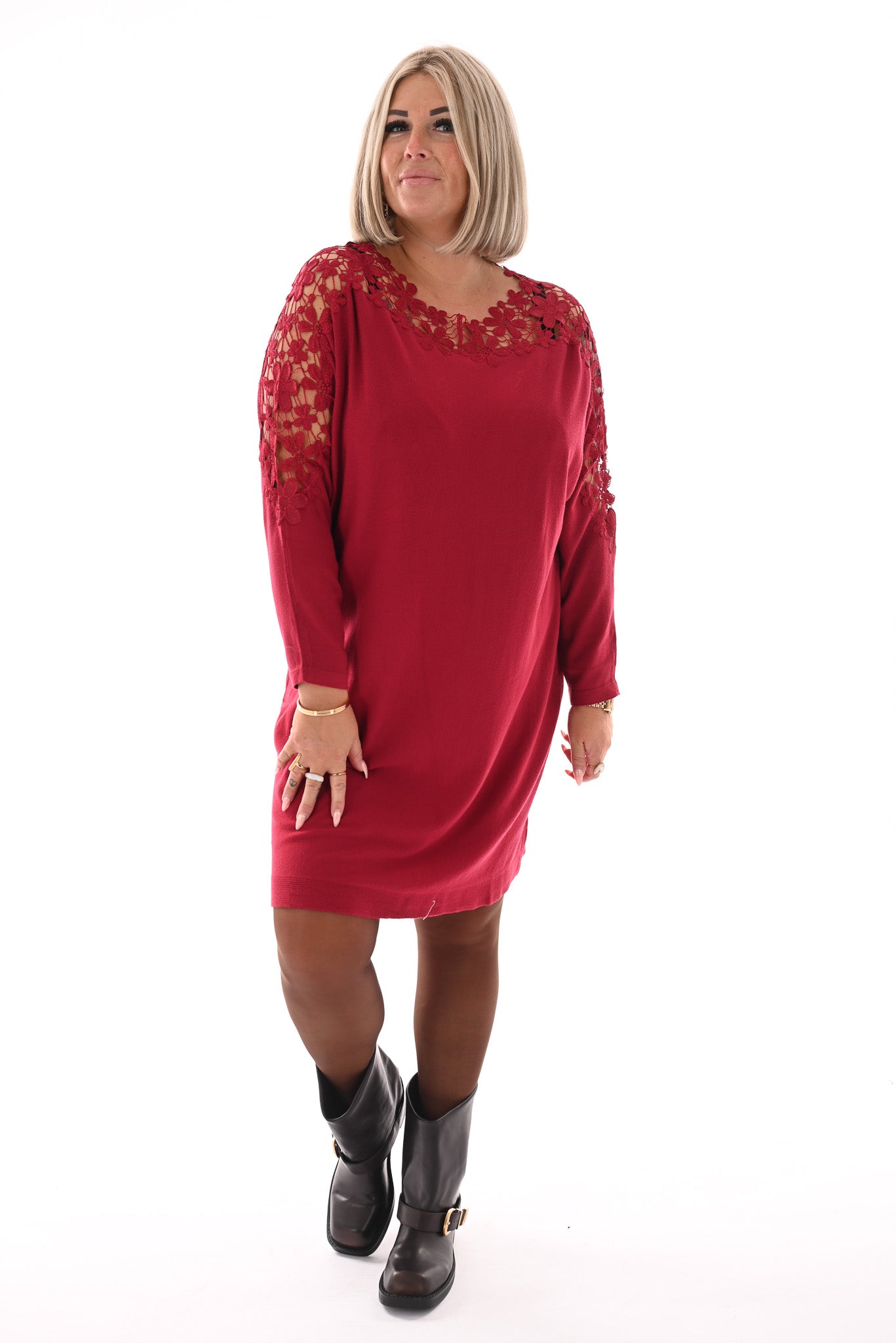 Tuniek bloemenhals rood