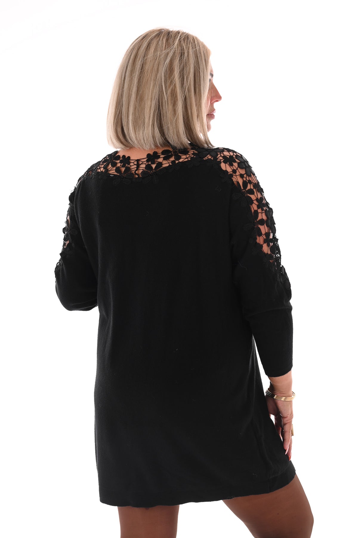 Tuniek bloemenhals zwart