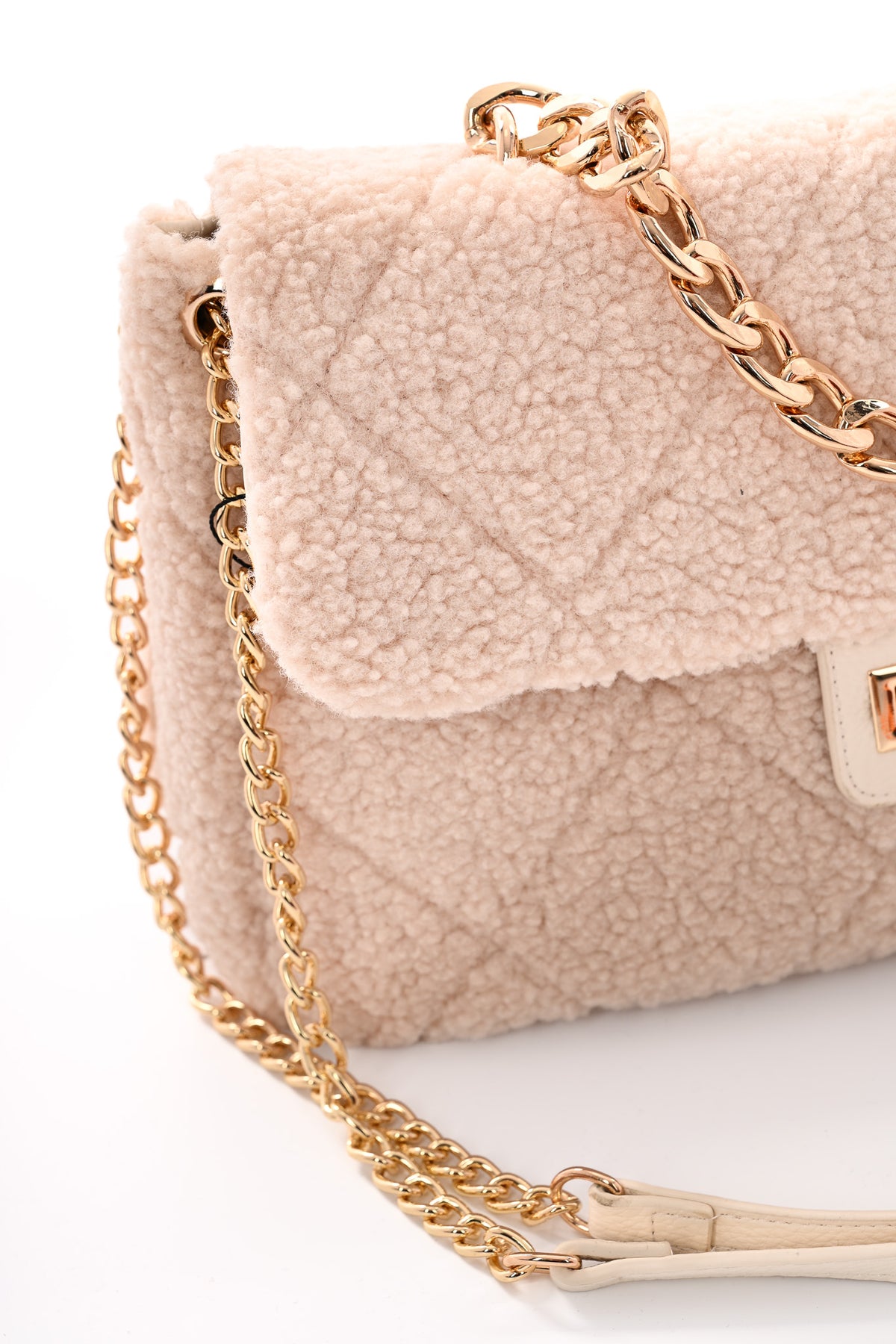 Teddy tas met ketting beige