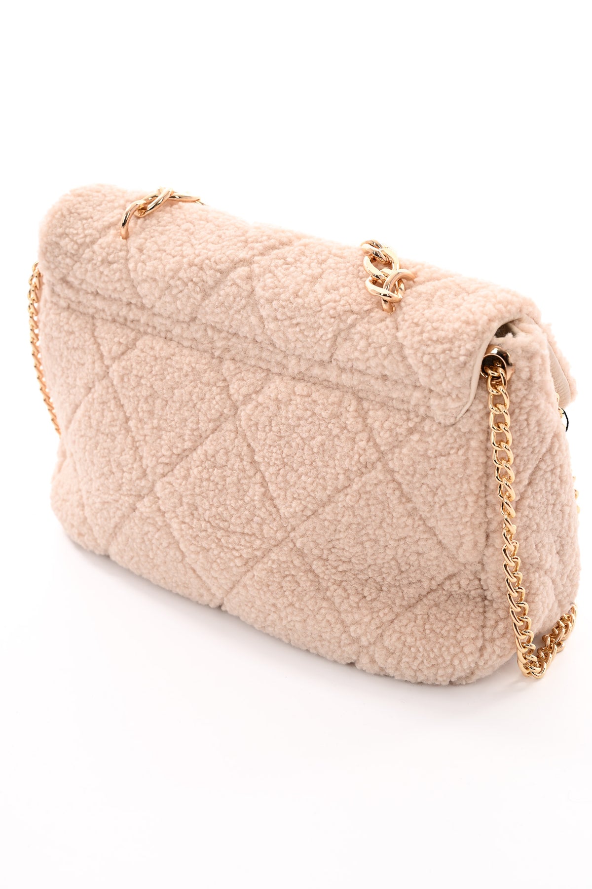 Teddy tas met ketting beige