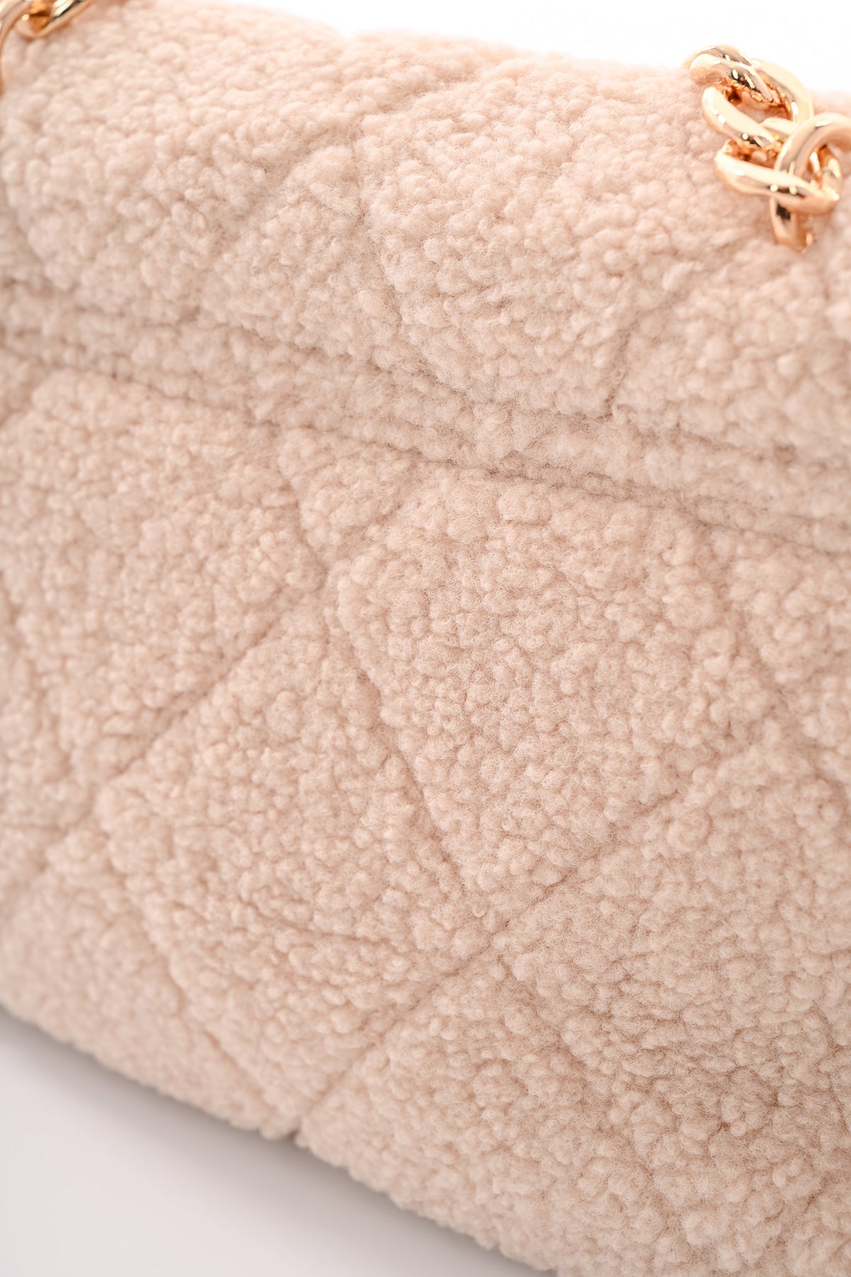 Teddy tas met ketting beige