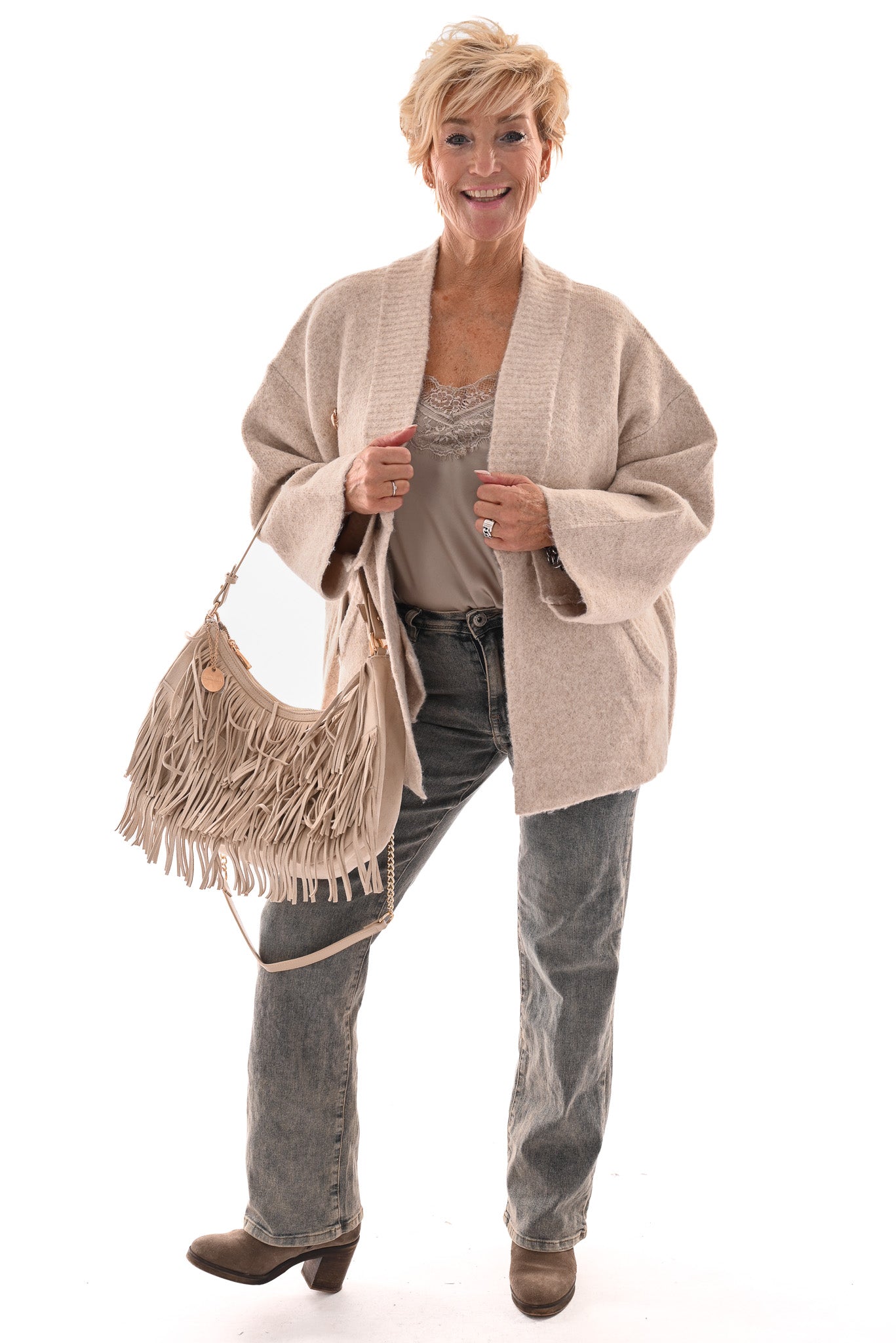 Kort vest beige