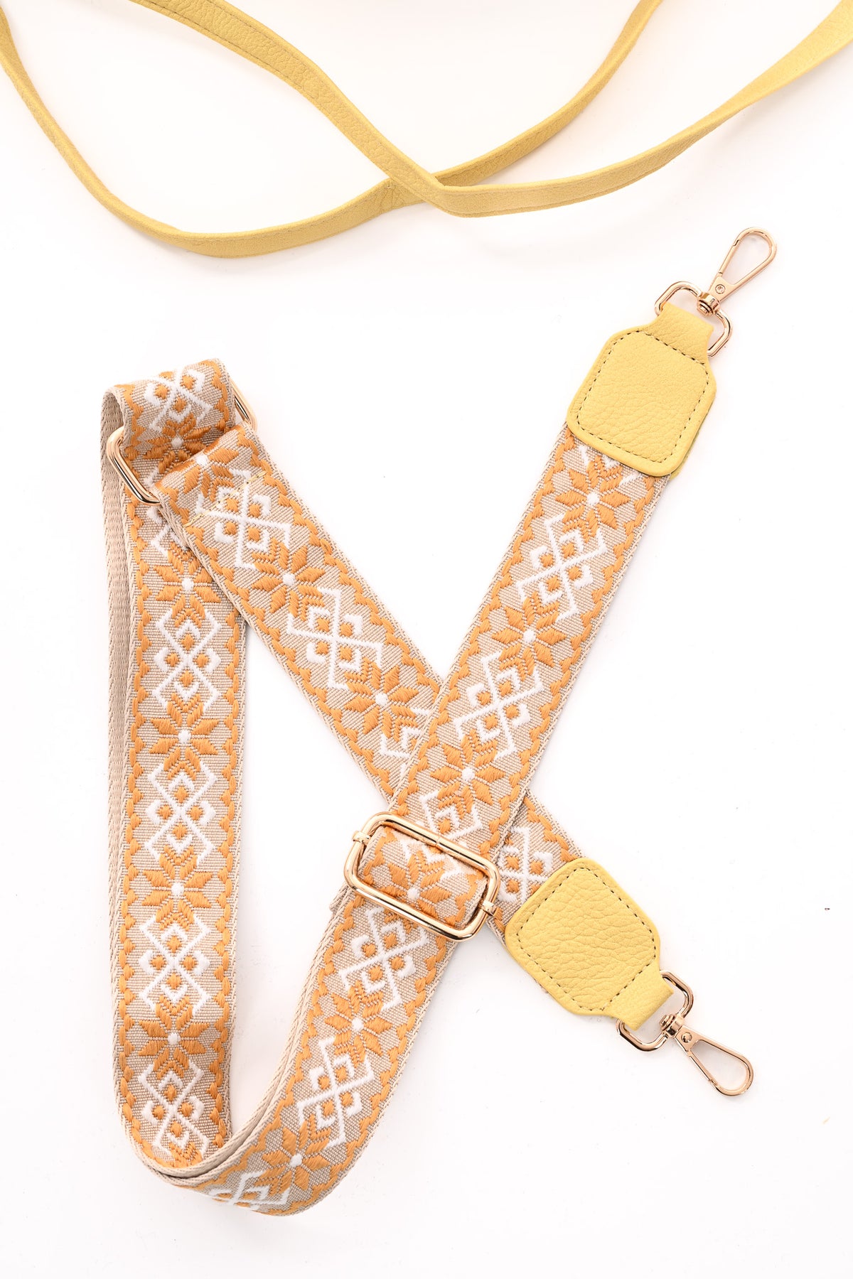 Kleine leren tas botergeel