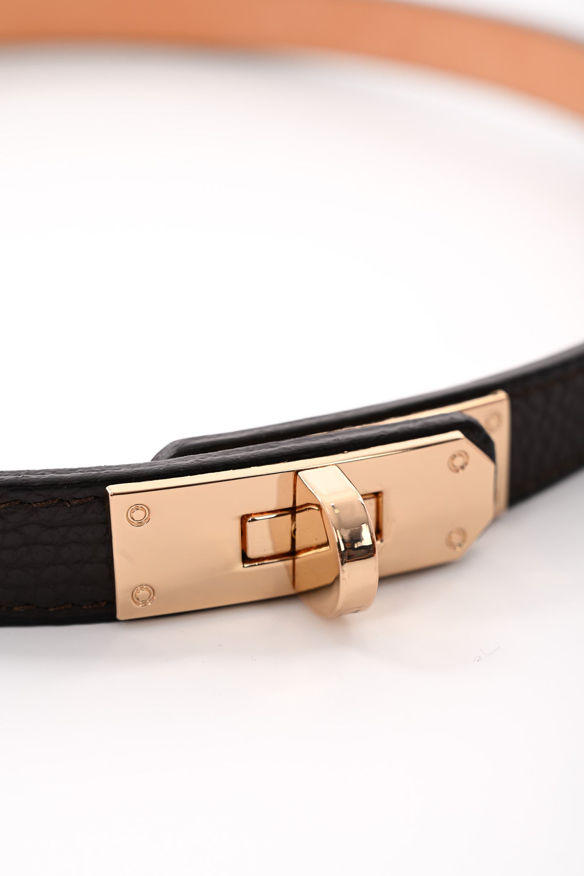 Leren smalle riem met gesp bruin