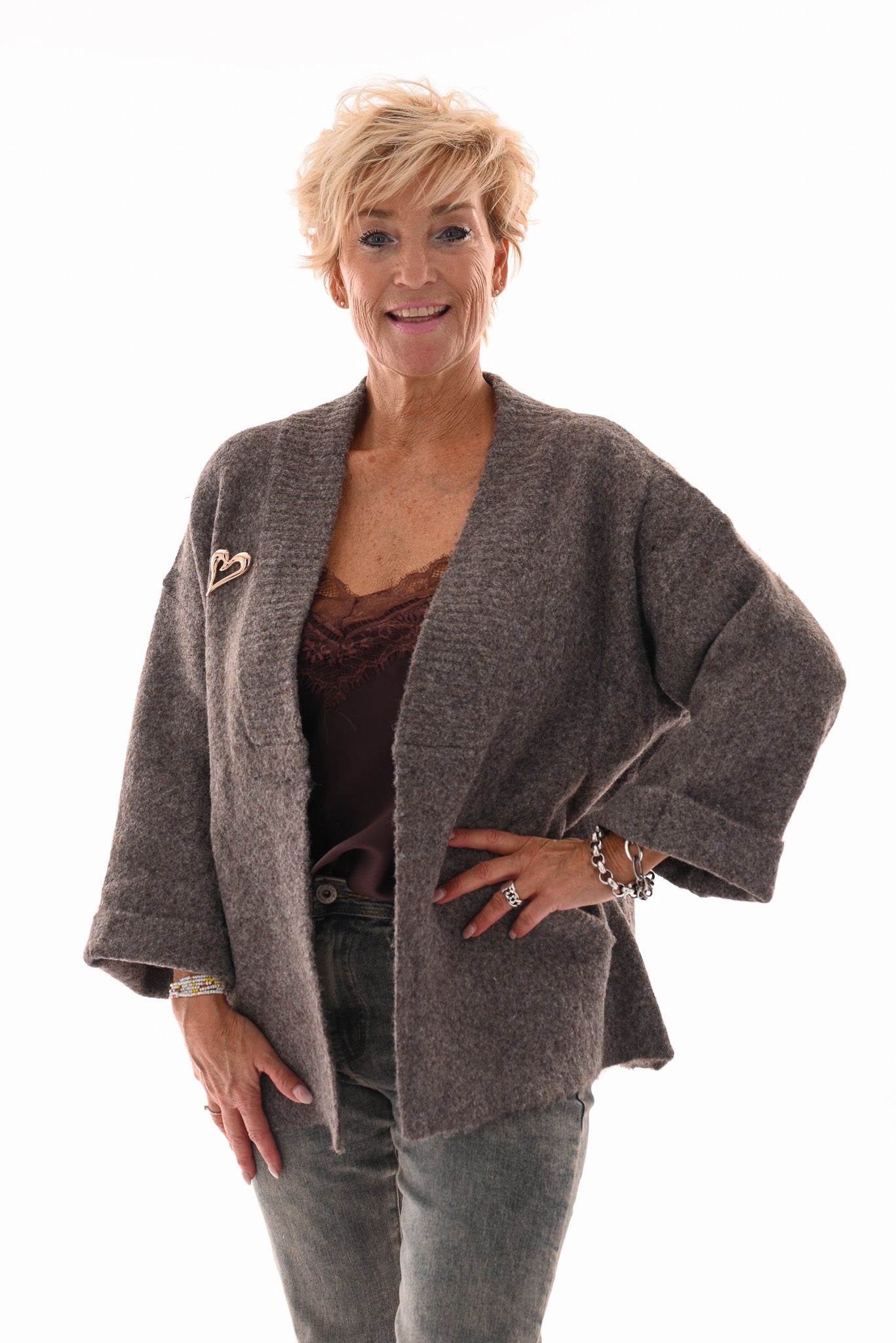 Kort vest taupe