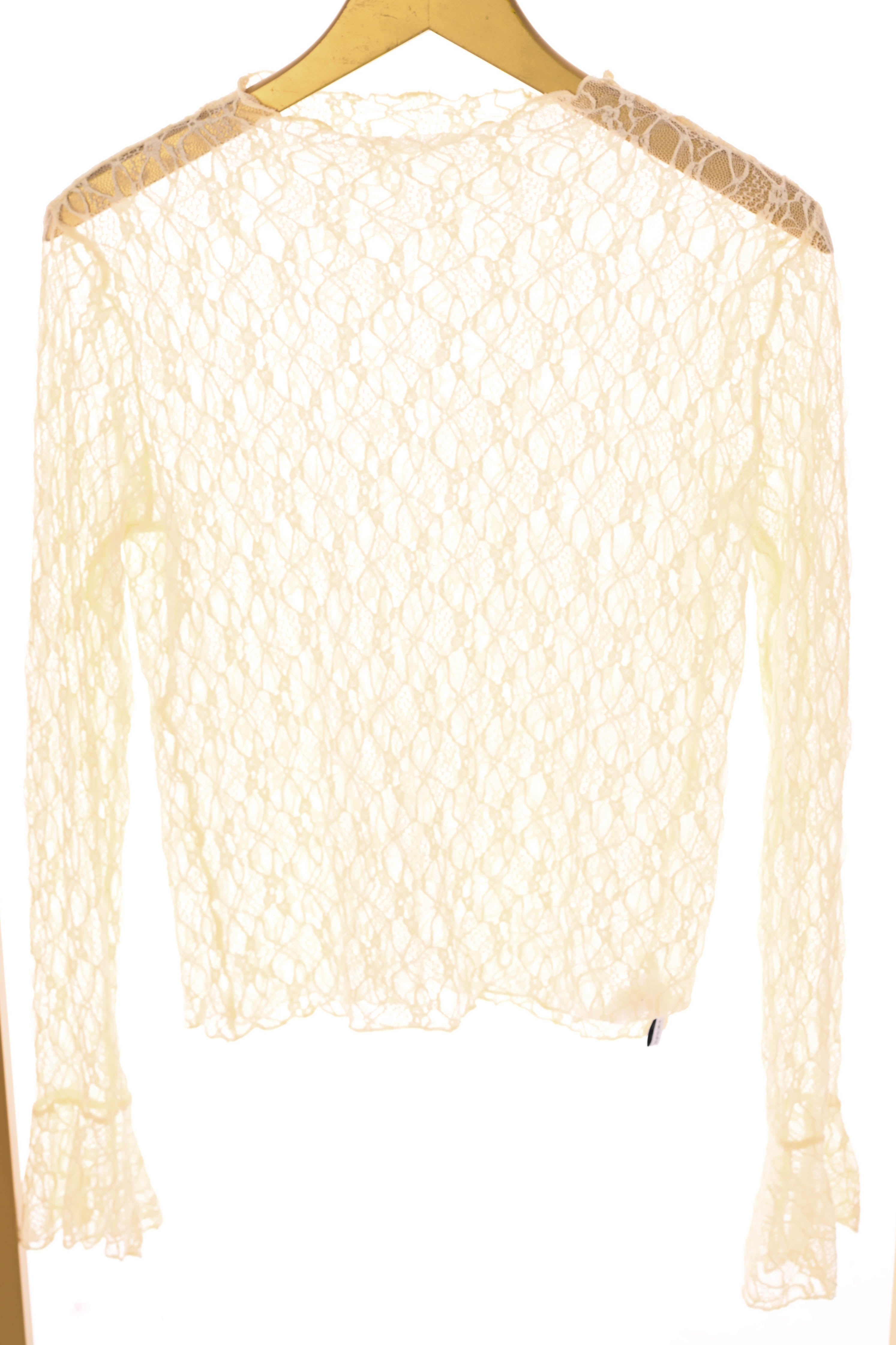 Kanten top trompetmouwen roomwit