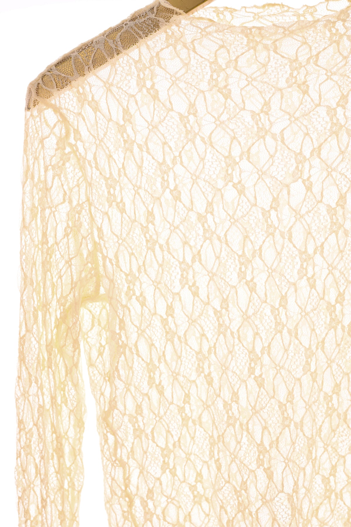 Kanten top trompetmouwen roomwit