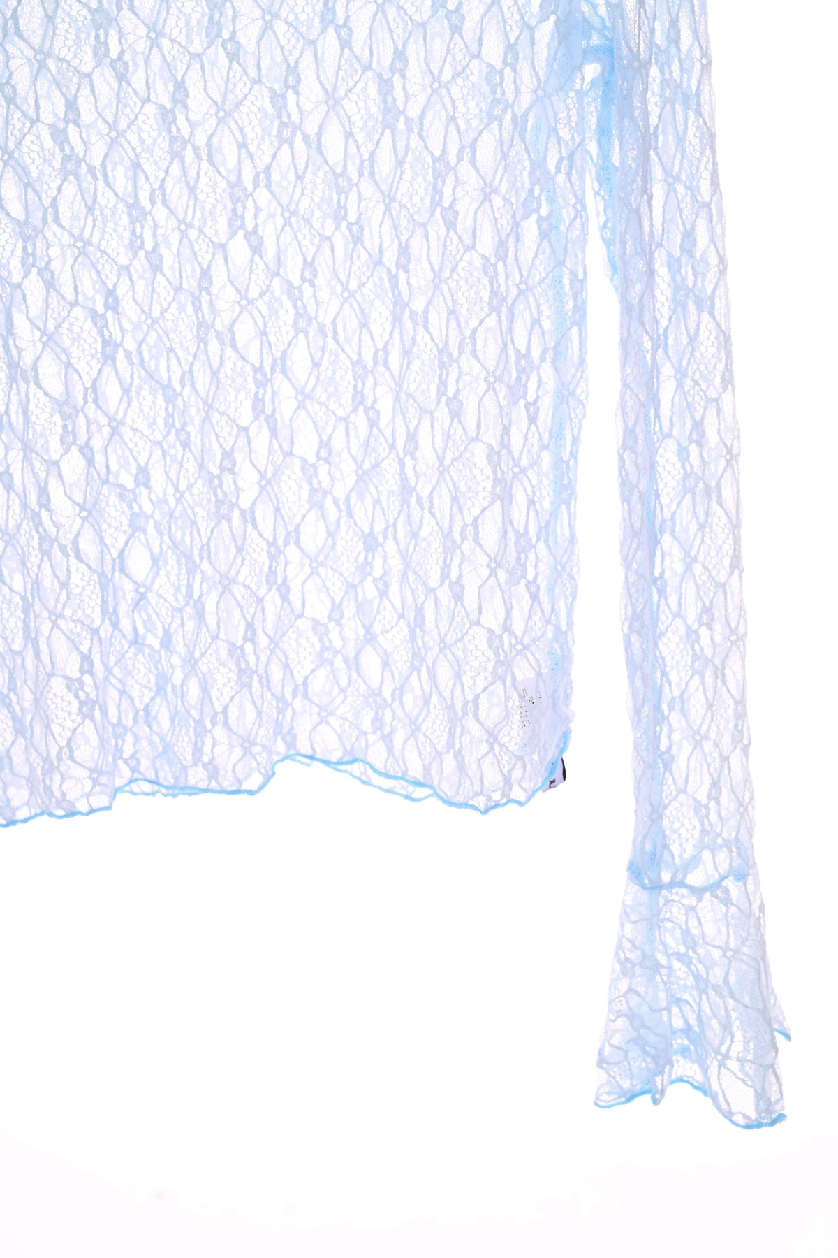 Kanten top trompetmouwen lichtblauw