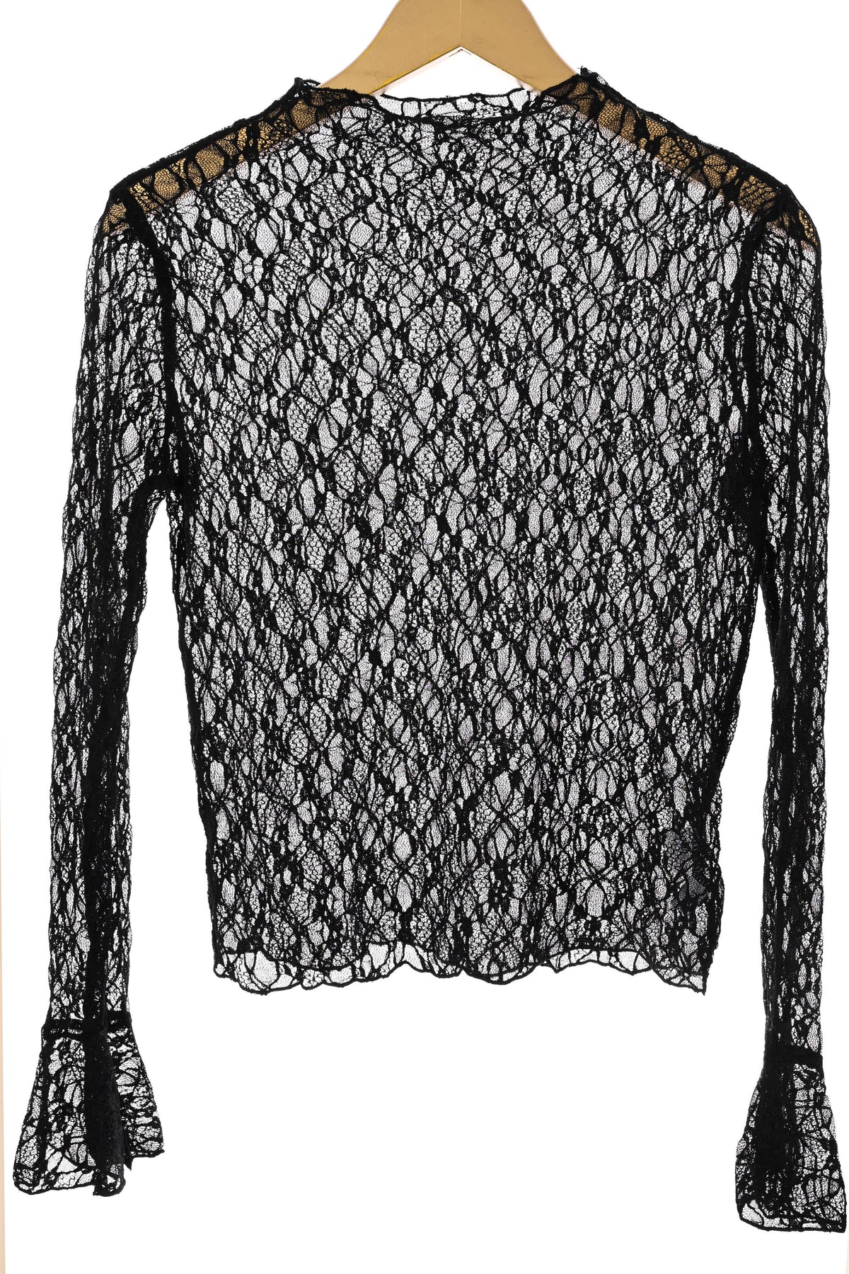 Kanten top trompetmouwen zwart