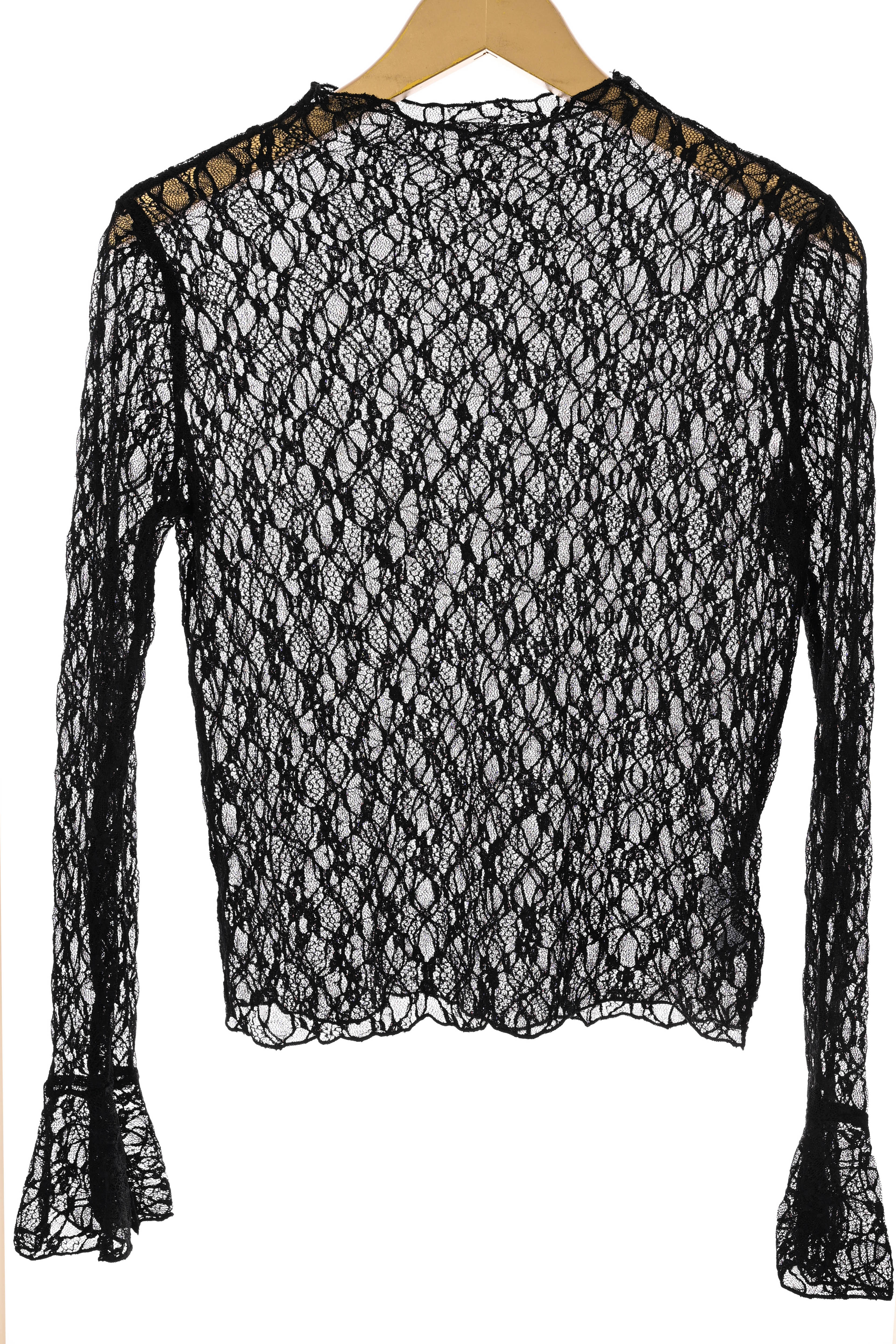 Kanten top trompetmouwen zwart