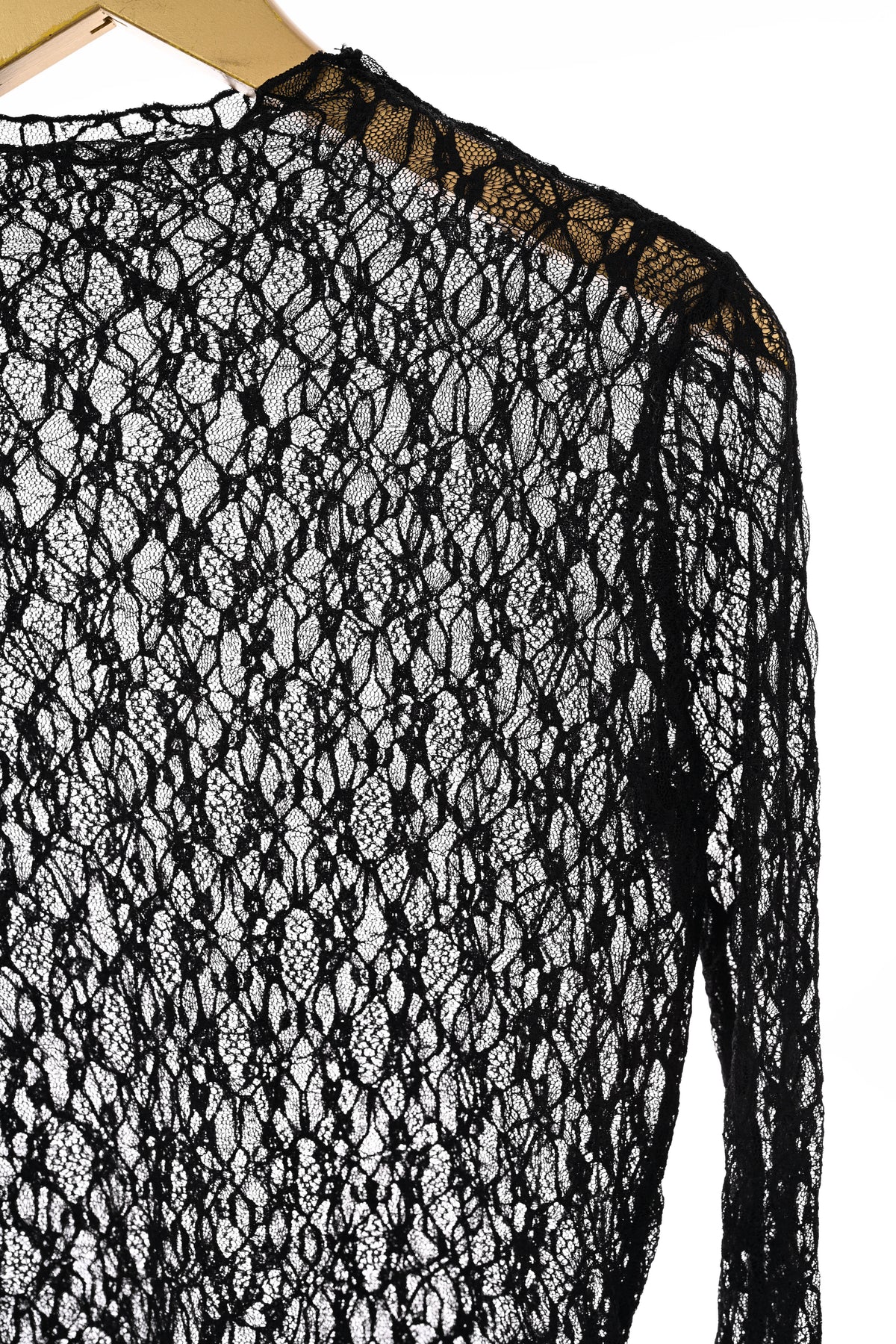 Kanten top trompetmouwen zwart