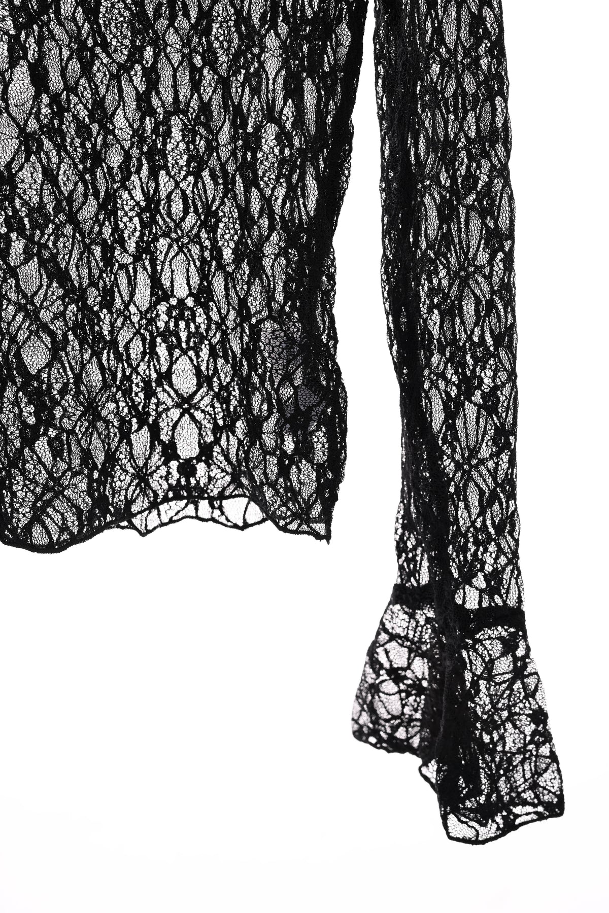 Kanten top trompetmouwen zwart