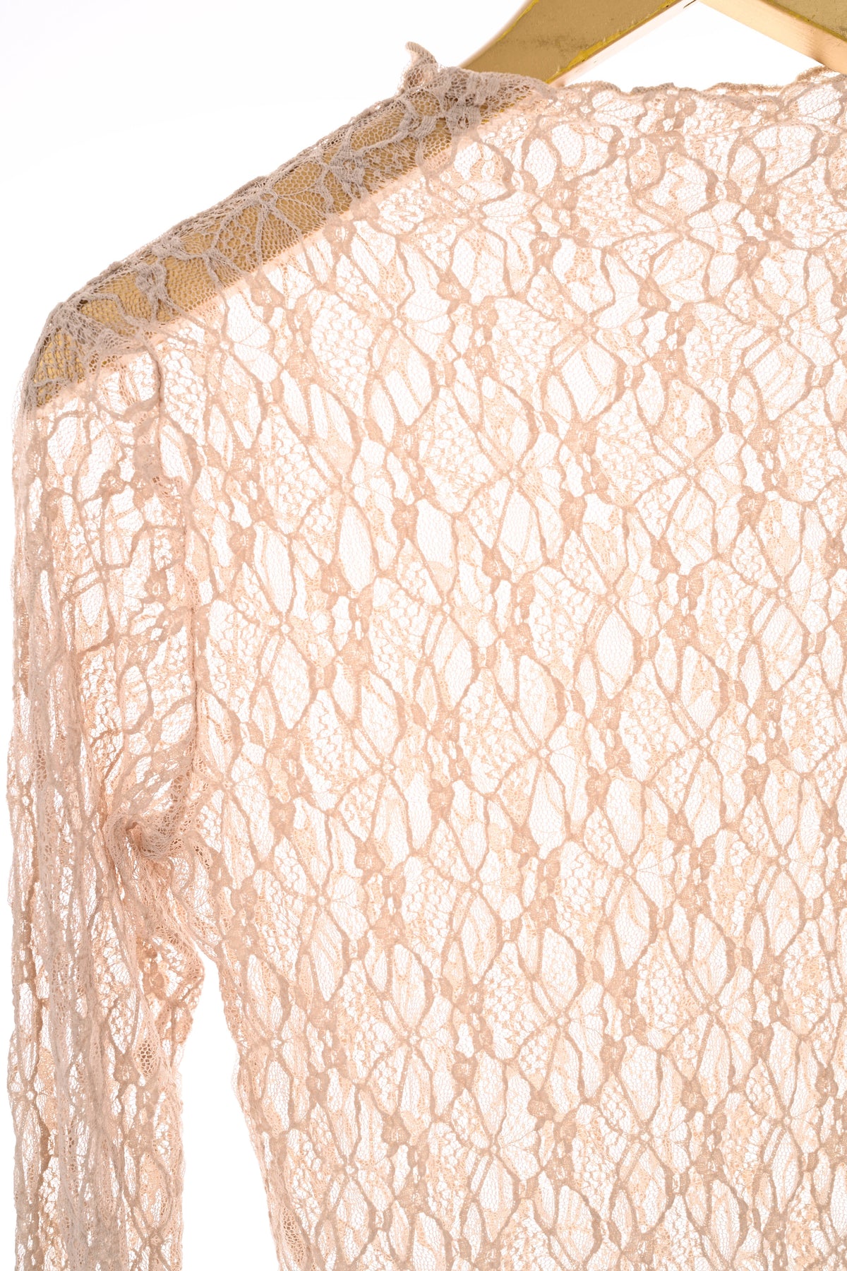 Kanten top trompetmouwen beige