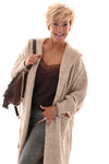 Lang gebreid vest met capuchon beige