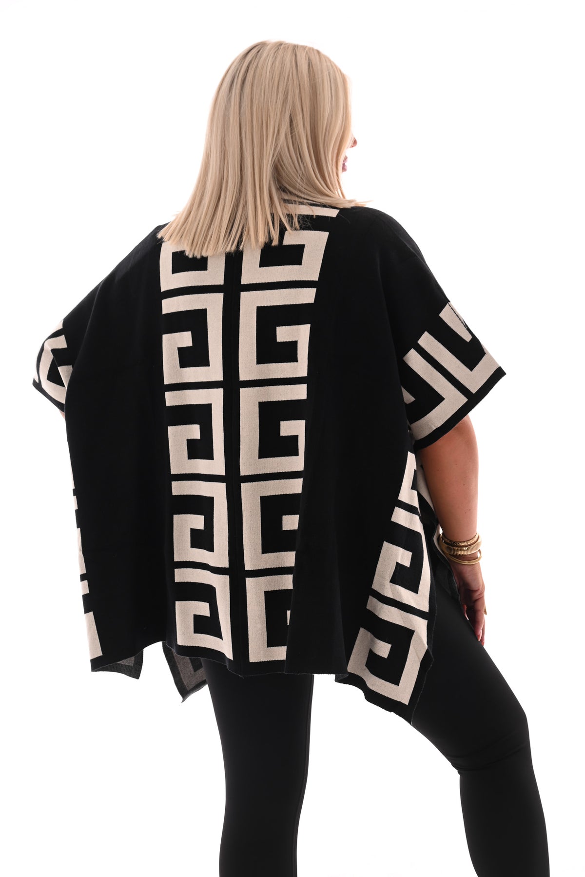 Half lang vest geometrisch zwart