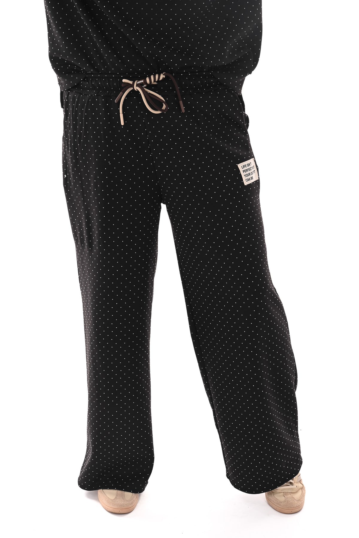 Tweedelig pak applicatie met strass zwart